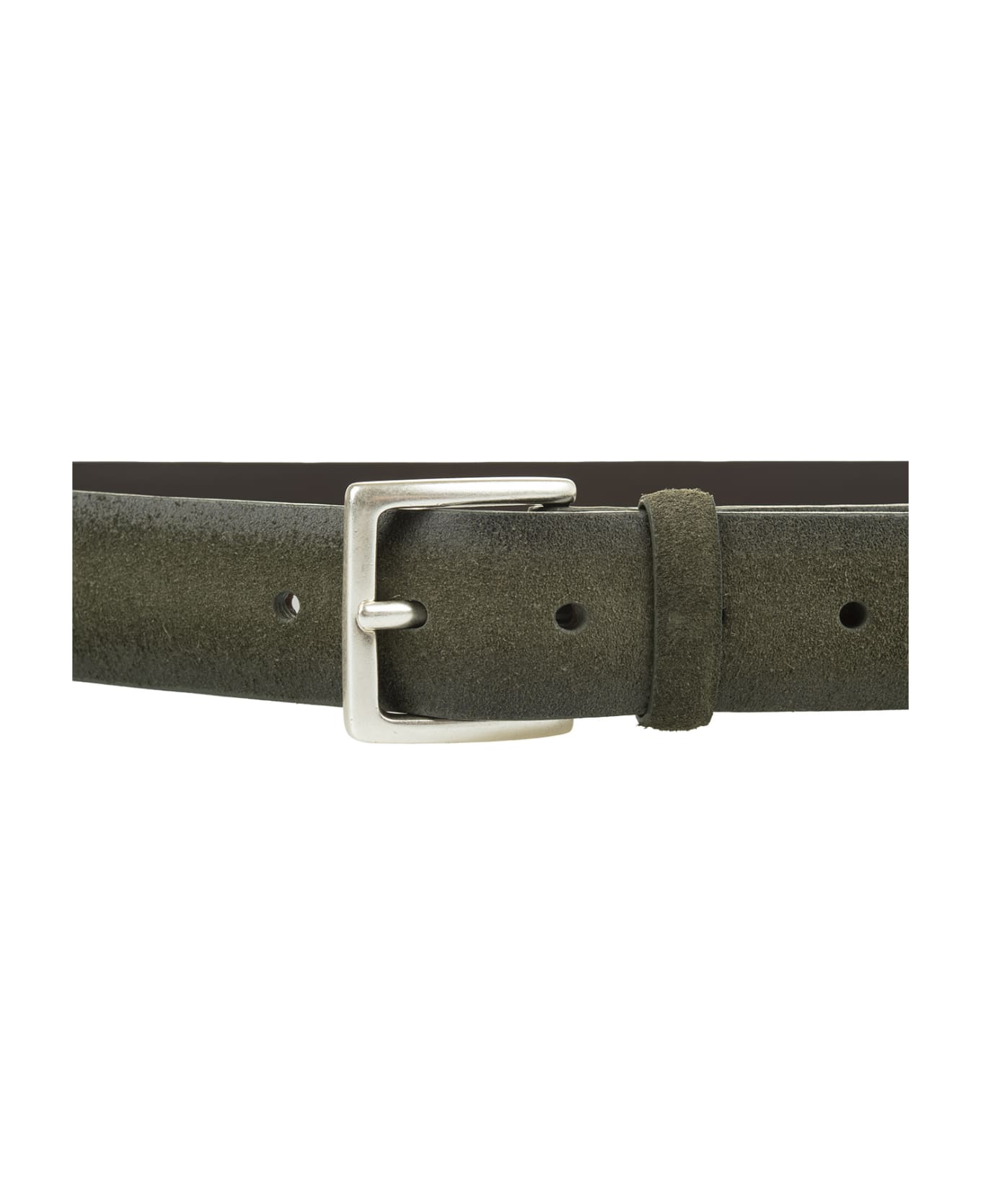 Orciani Olive Green 3.5cm Suede Cloudy Belt - Green
