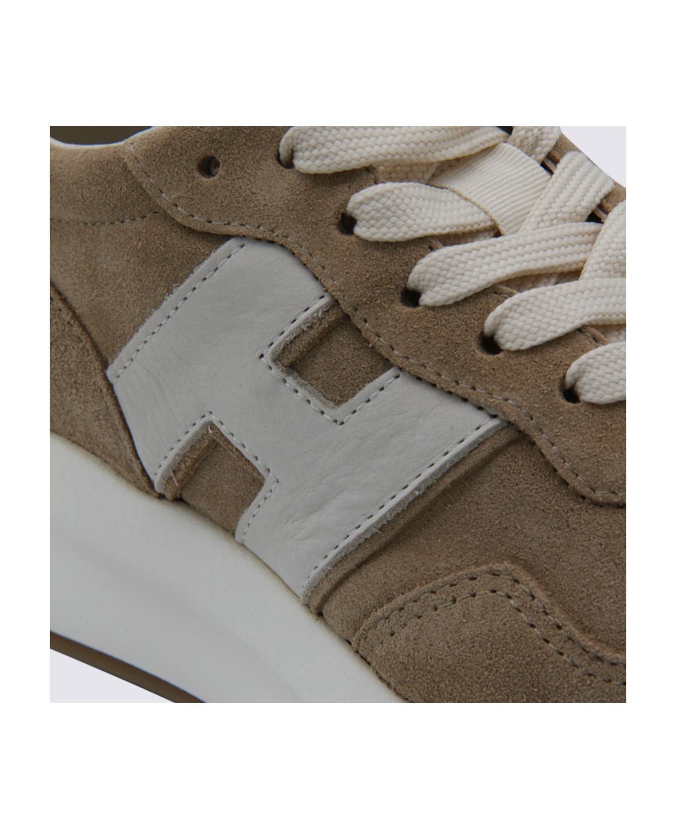 Hogan Beige Leather Sneakers - Beige