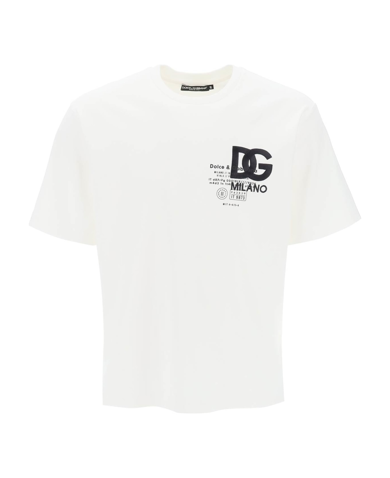 Dolce & Gabbana T-shirt With Embroidery And Prints - Bianco