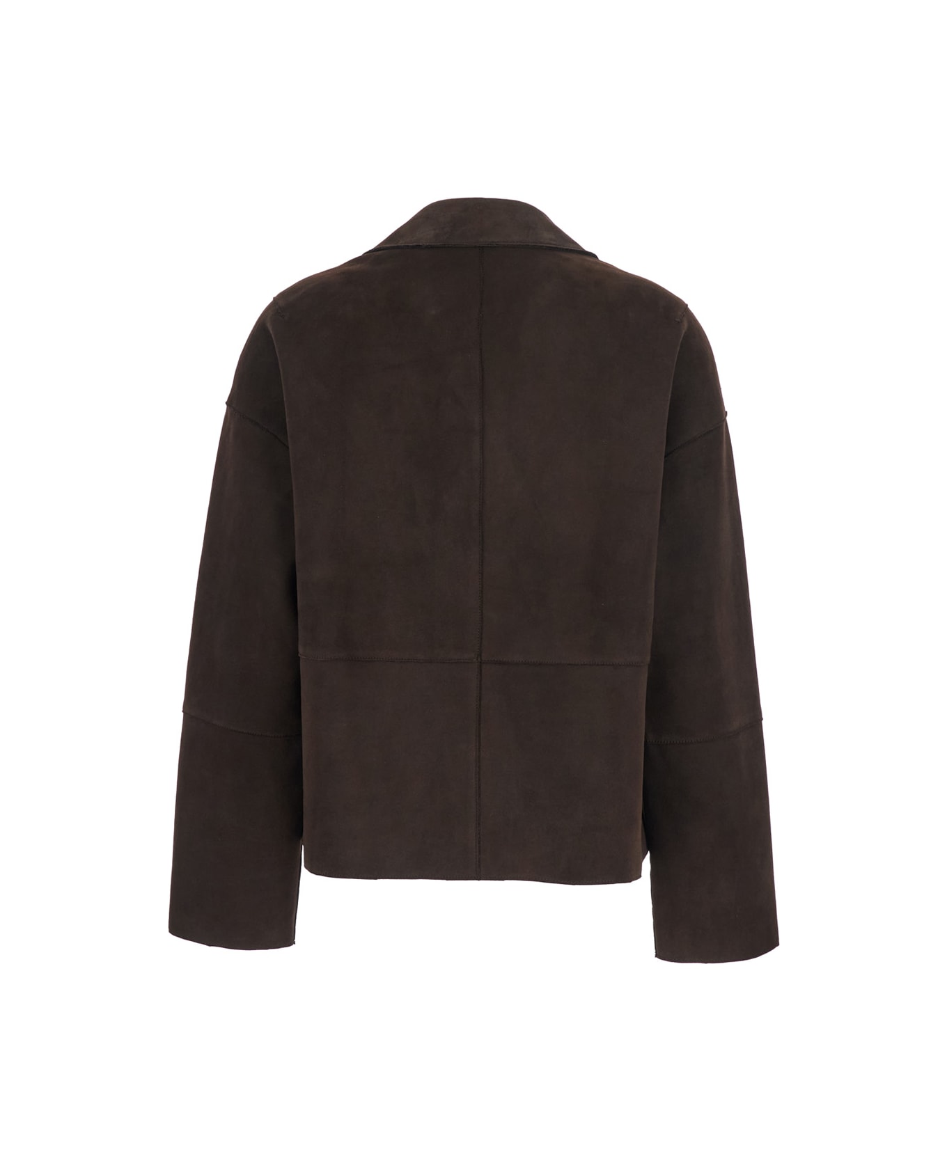Parosh Brown Jacket With Classic Revers And Dropped Shoulders In Suede Woman - DARK BROWN