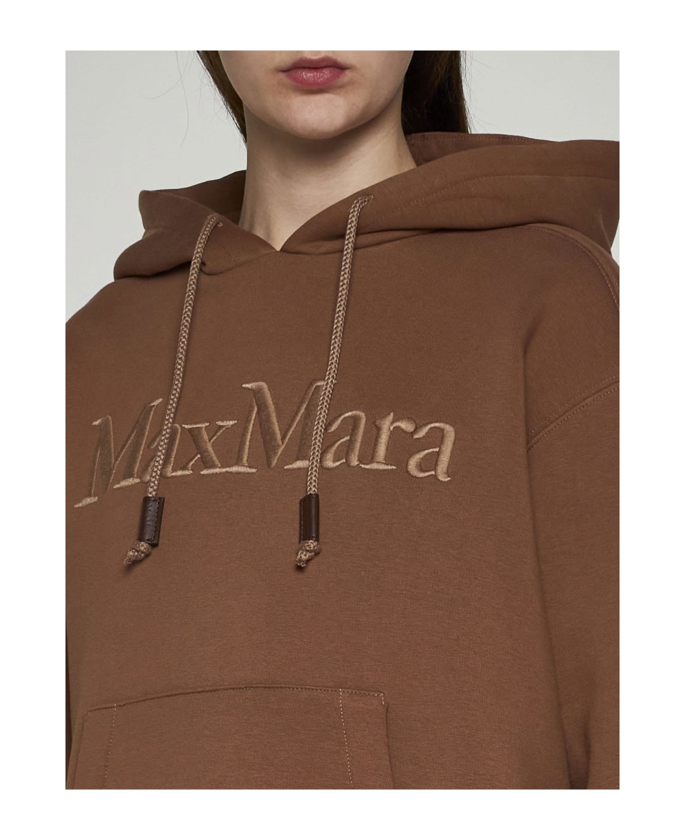 'S Max Mara Agre Logo Cotton Hoodie - CAMEL