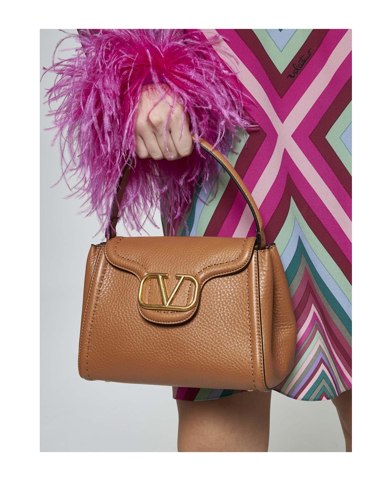 Valentino Garavani Alltime Leather Hand Bag - Leather Brown