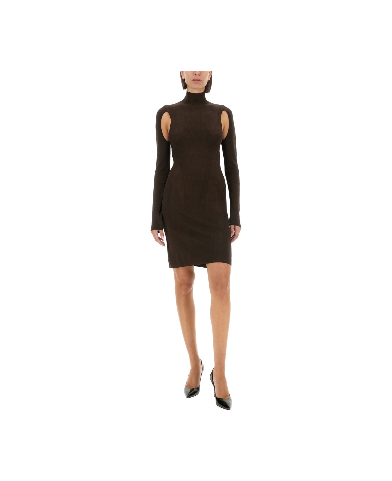 Helmut Lang Air Turtleneck Dress - DARK BROWN