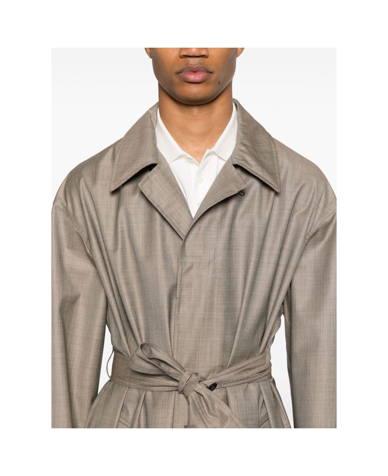 Emporio Armani Wool Belted Coat - Beige