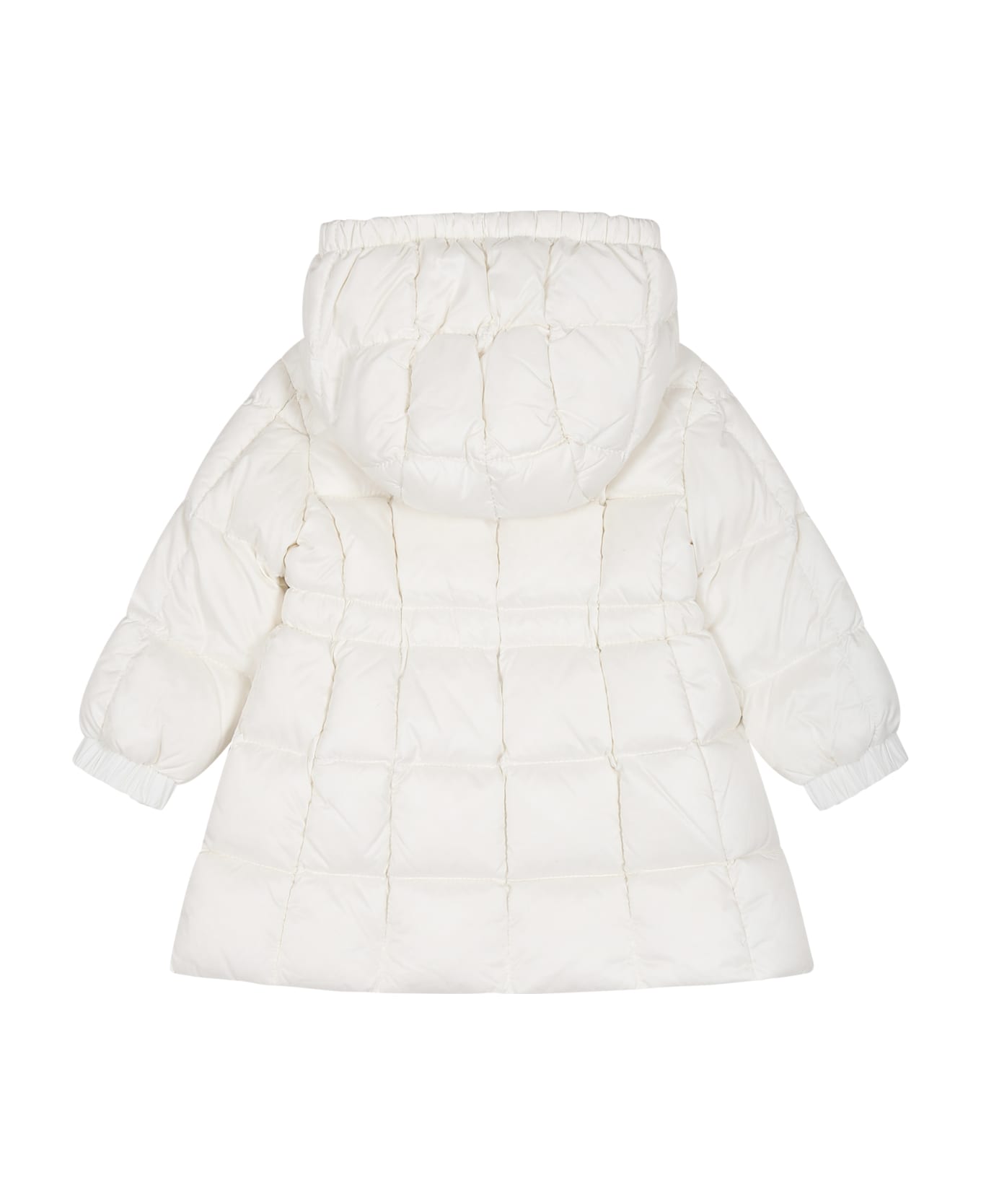 Moncler White Anya Down Jacket For Baby Girl With Logo - White