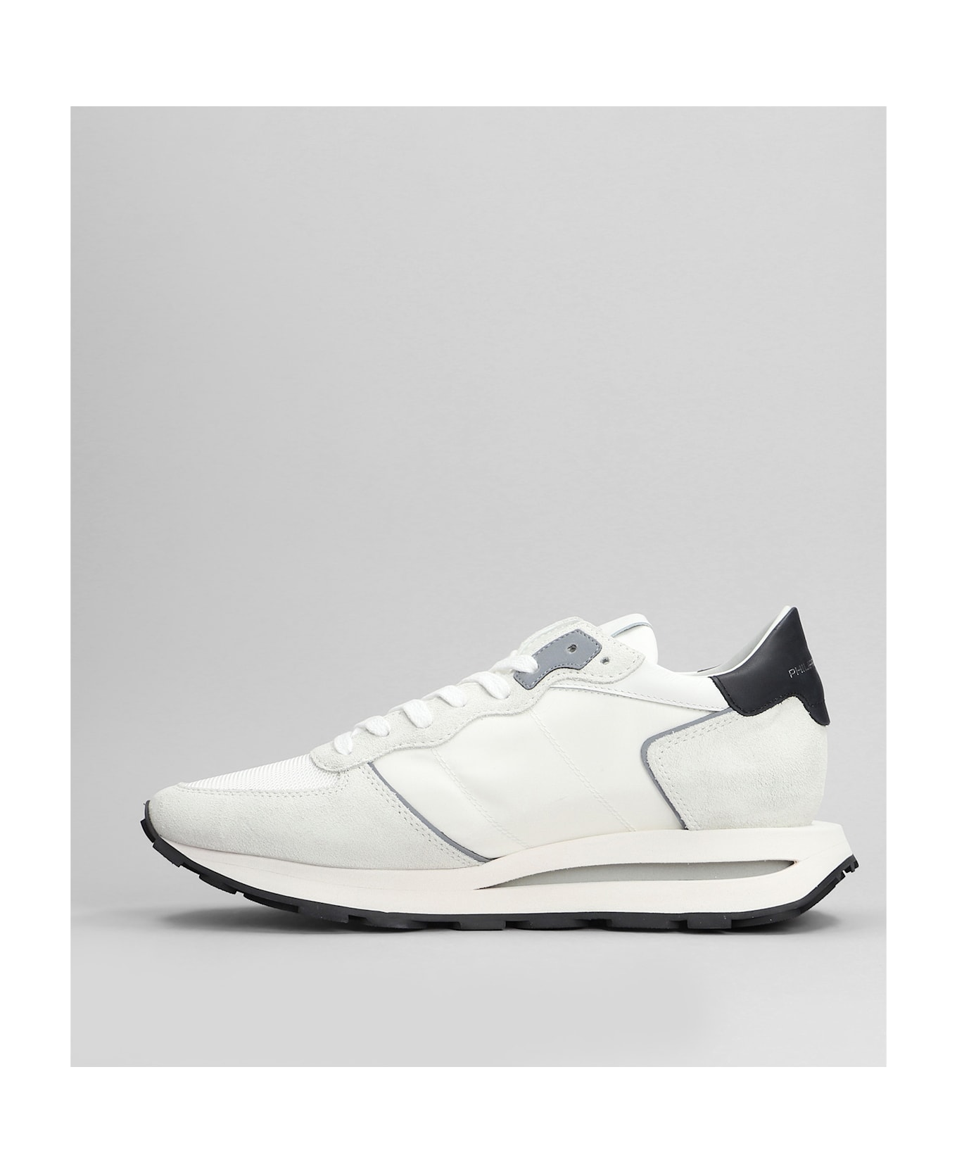 Philippe Model Tropez Haute Sneakers In White Suede And Fabric - white