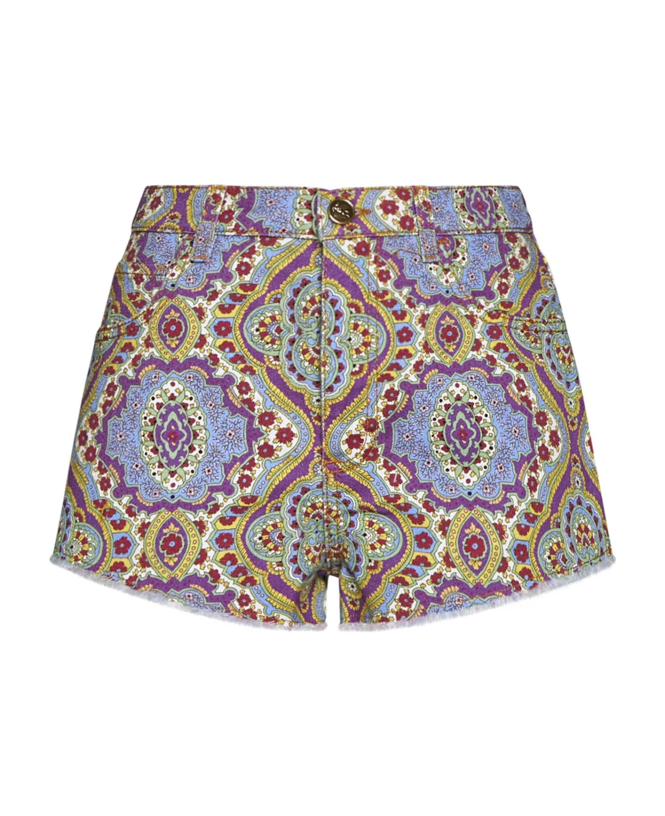 Etro Denim Shorts With Medallion Print - MultiColour