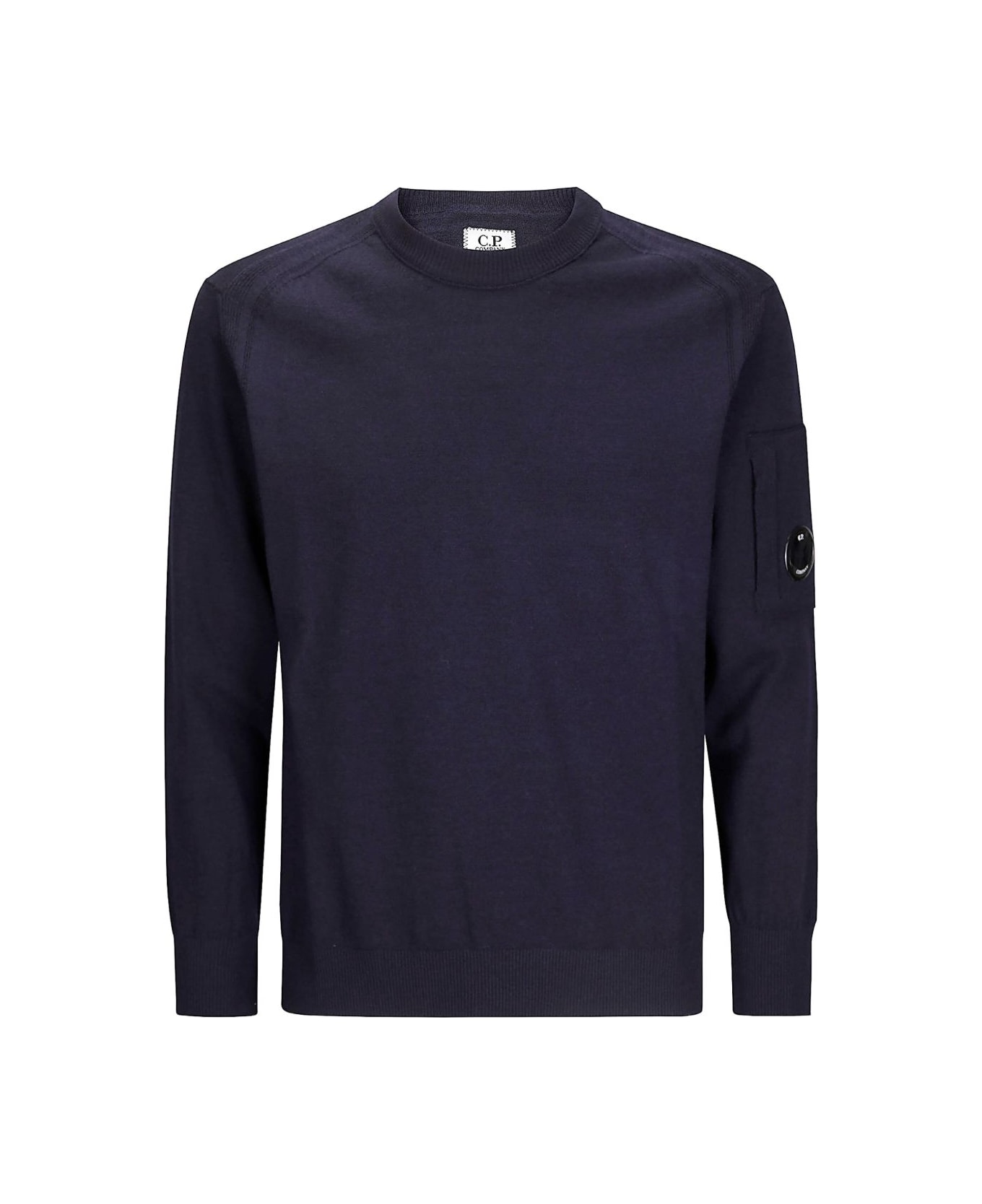 C.P. Company Logo Wool Crewneck Sweater - Blue