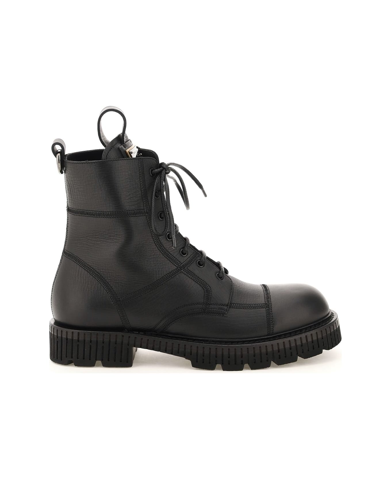 Dolce & Gabbana Leather Lace Up Boots - Black ブーツ