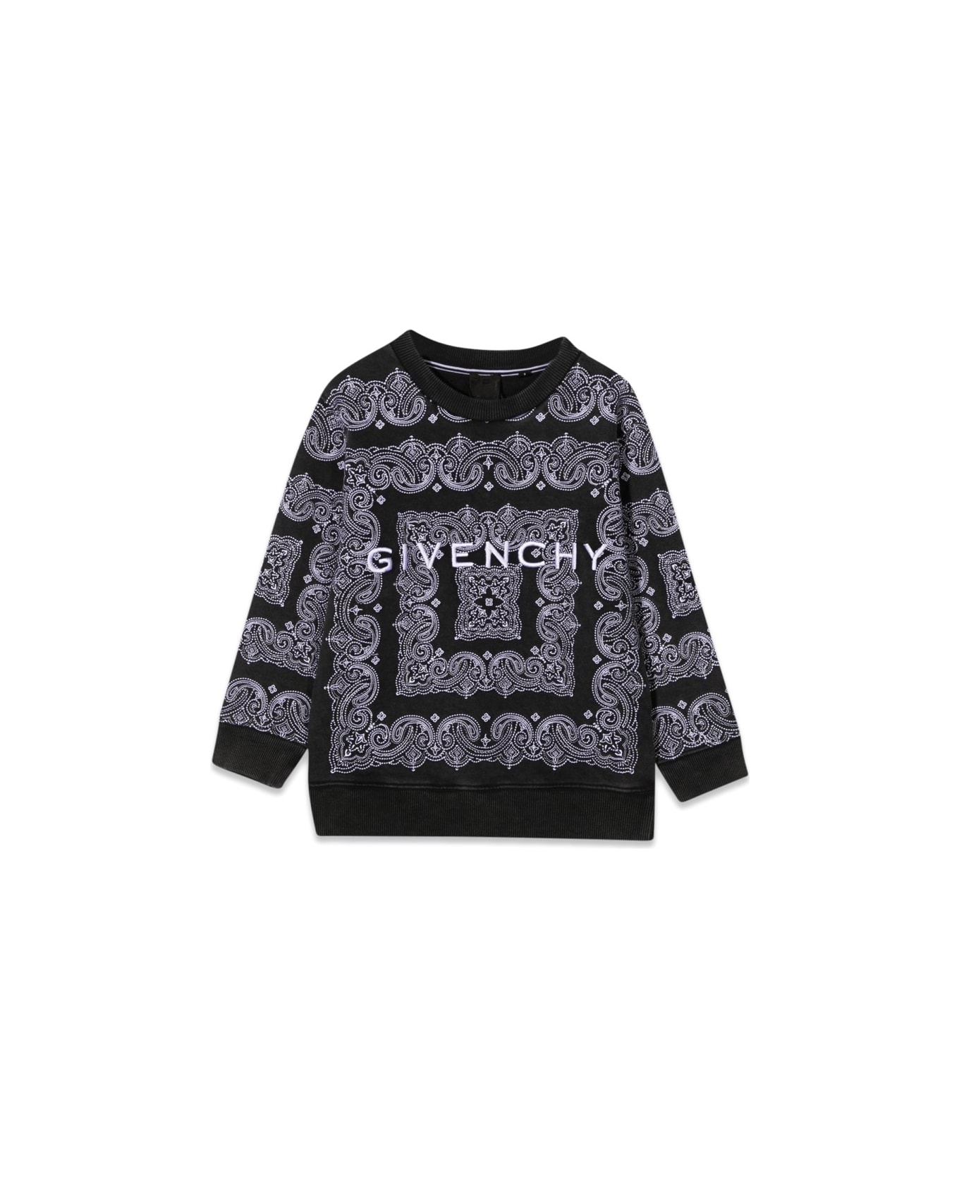 Givenchy Crewneck Sweatshirt Patterned Print And Logo - BLACK