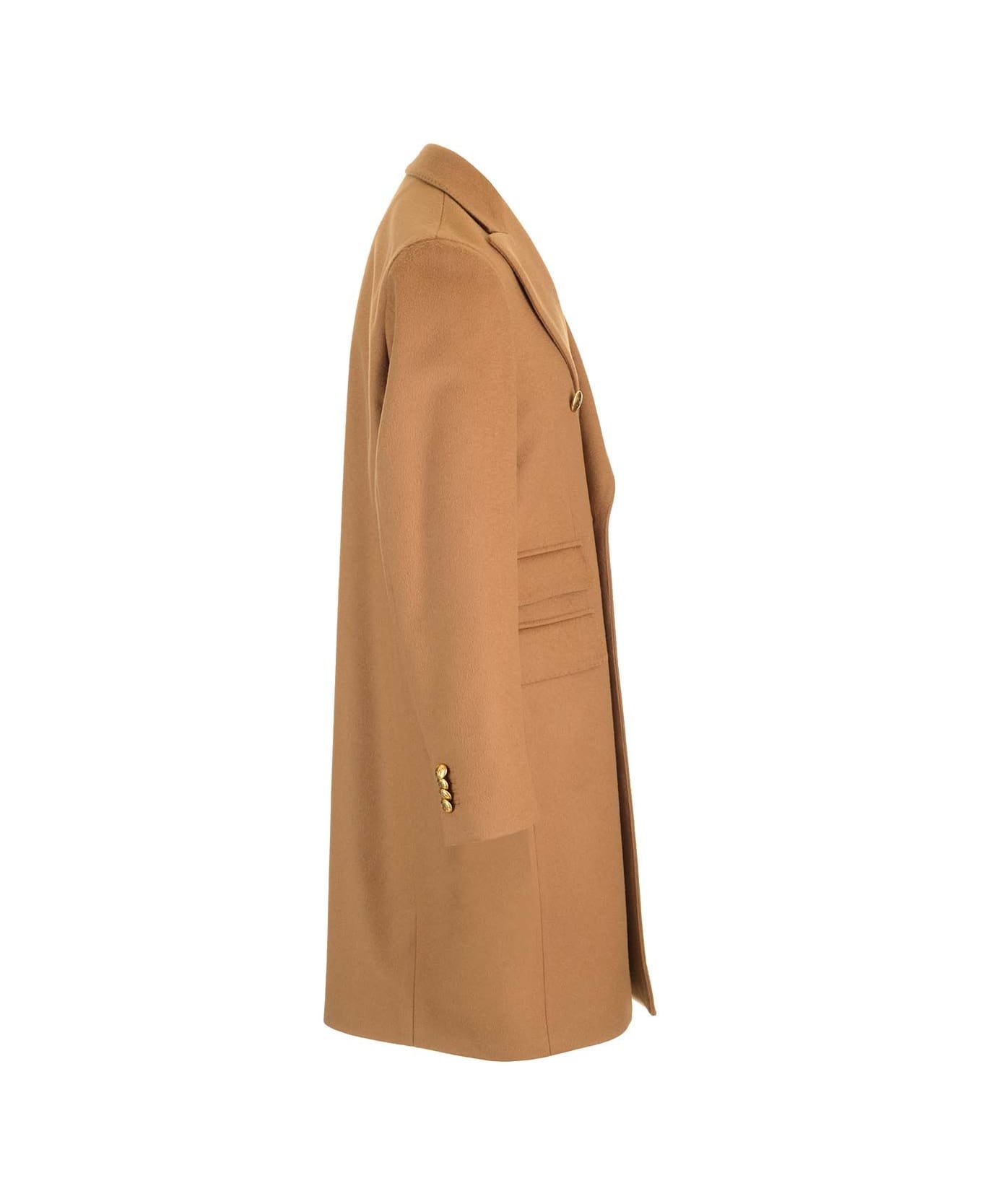 Gabriele Pasini Double-breasted Coat In Cashmere Wool - Brown