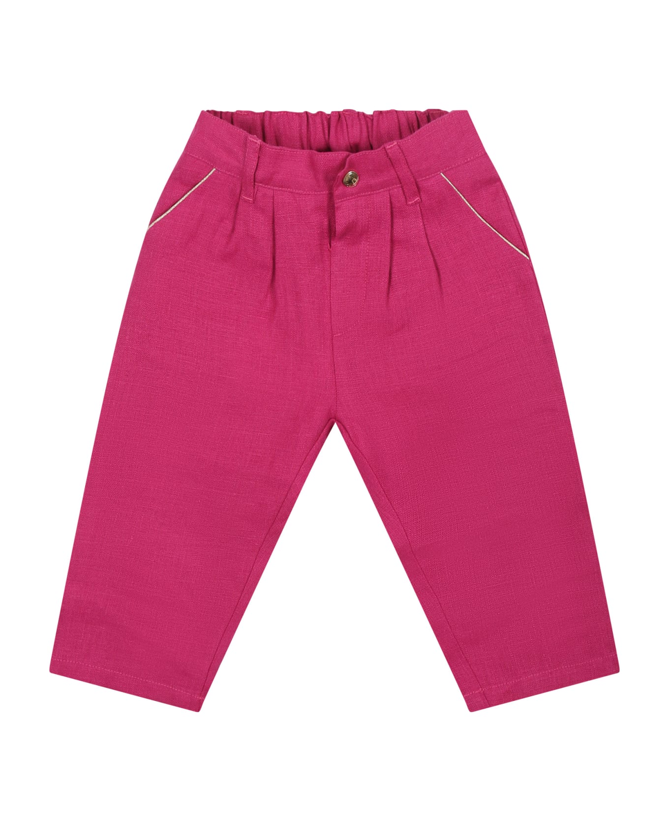 Chloé Fuchsia Casual Trousers For Baby Gilr With Logo - Fuchsia