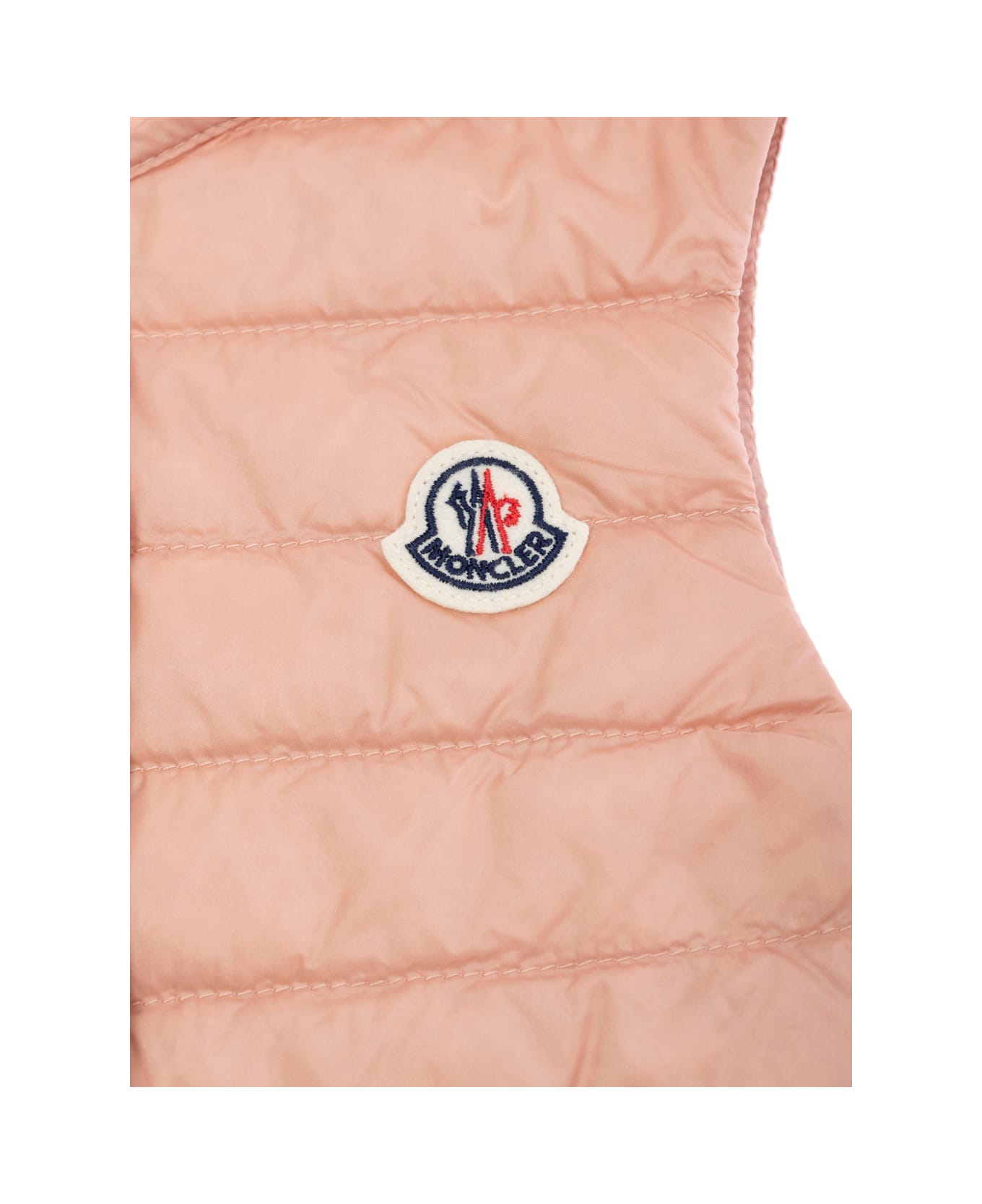 Moncler 
portia
 Pink Sleeveless Down Jacket With Logo Patch Onthe Front In Tech Fabric Baby - Pink