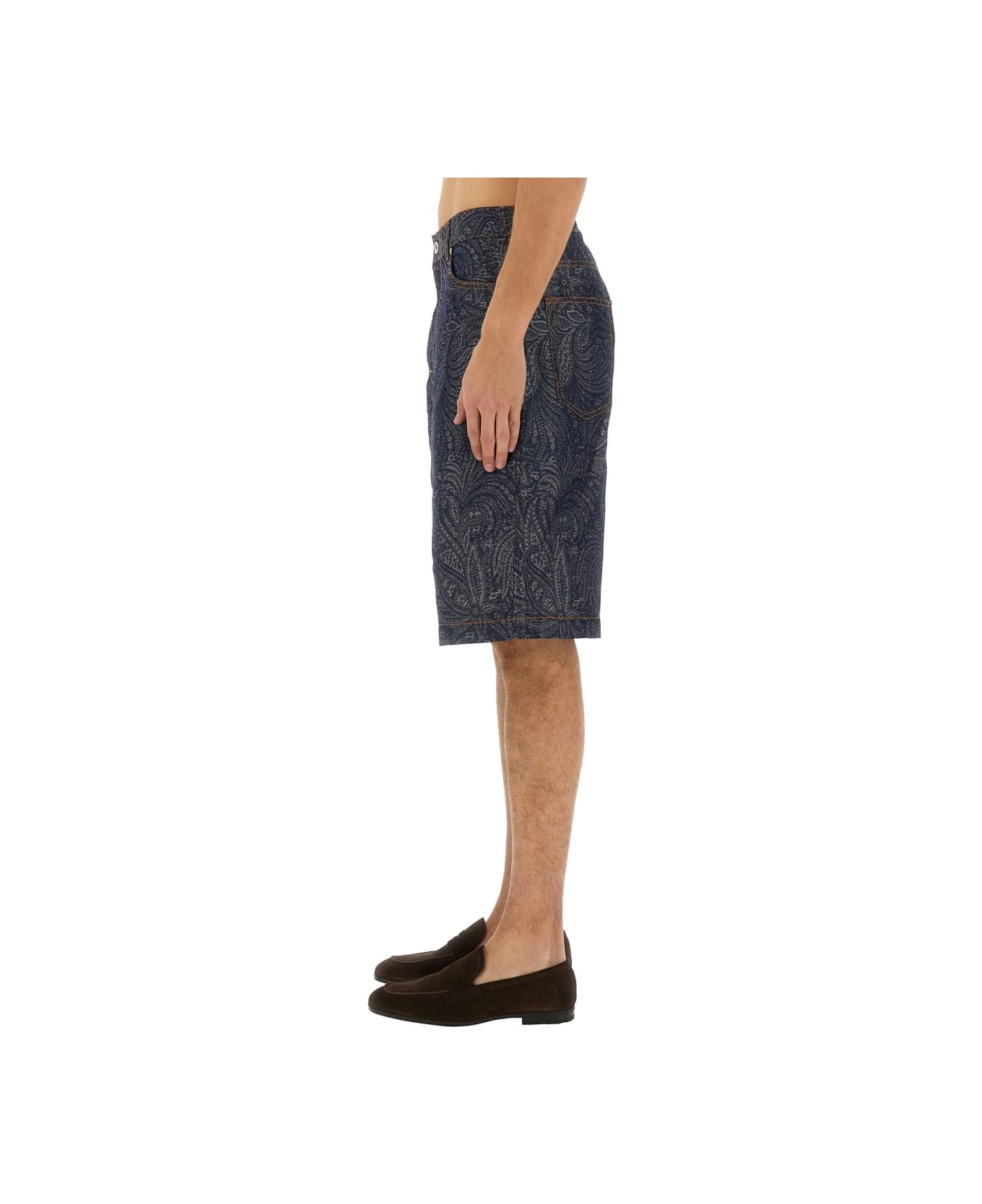Etro Jacquard Denim Bermuda Shorts - DENIM