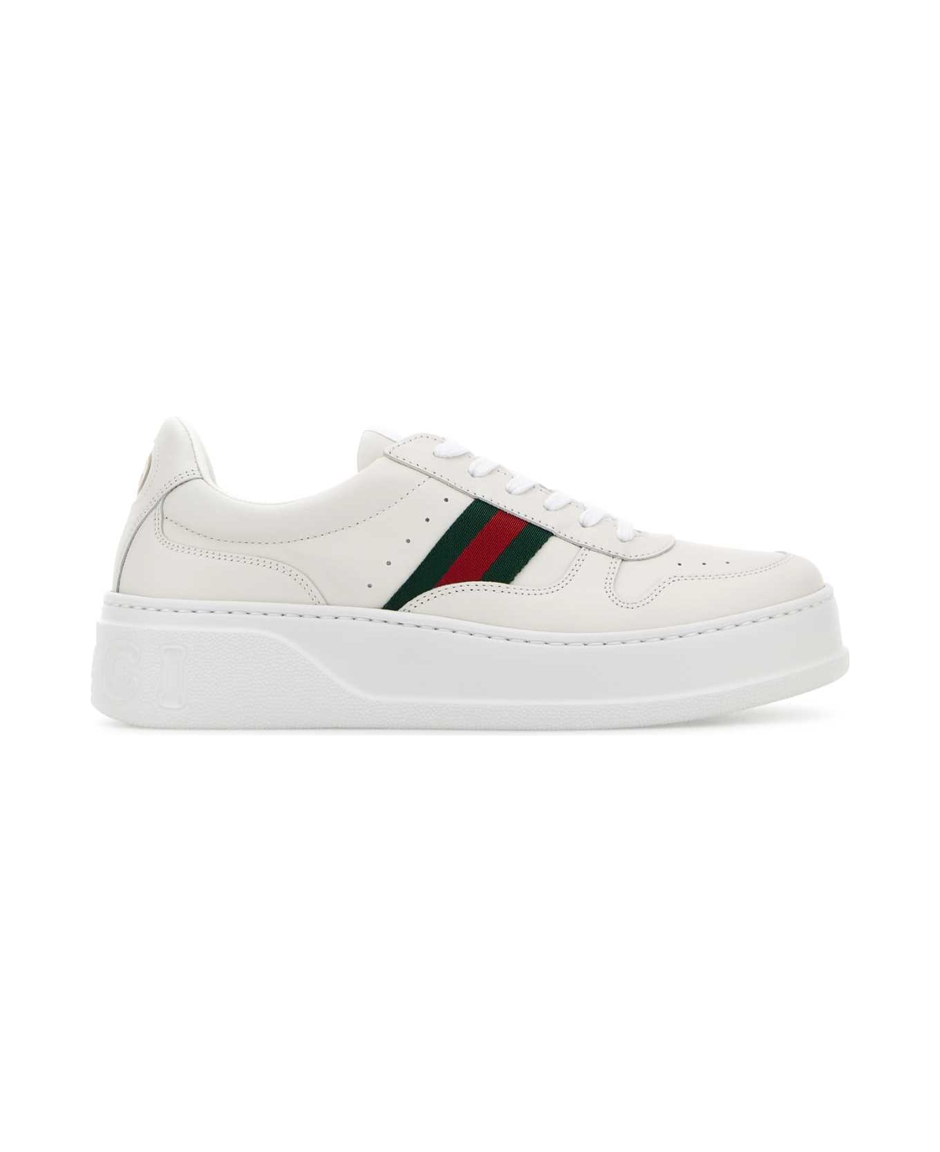 Gucci White Leather Sneakers - GWHITEVRVGWHITE