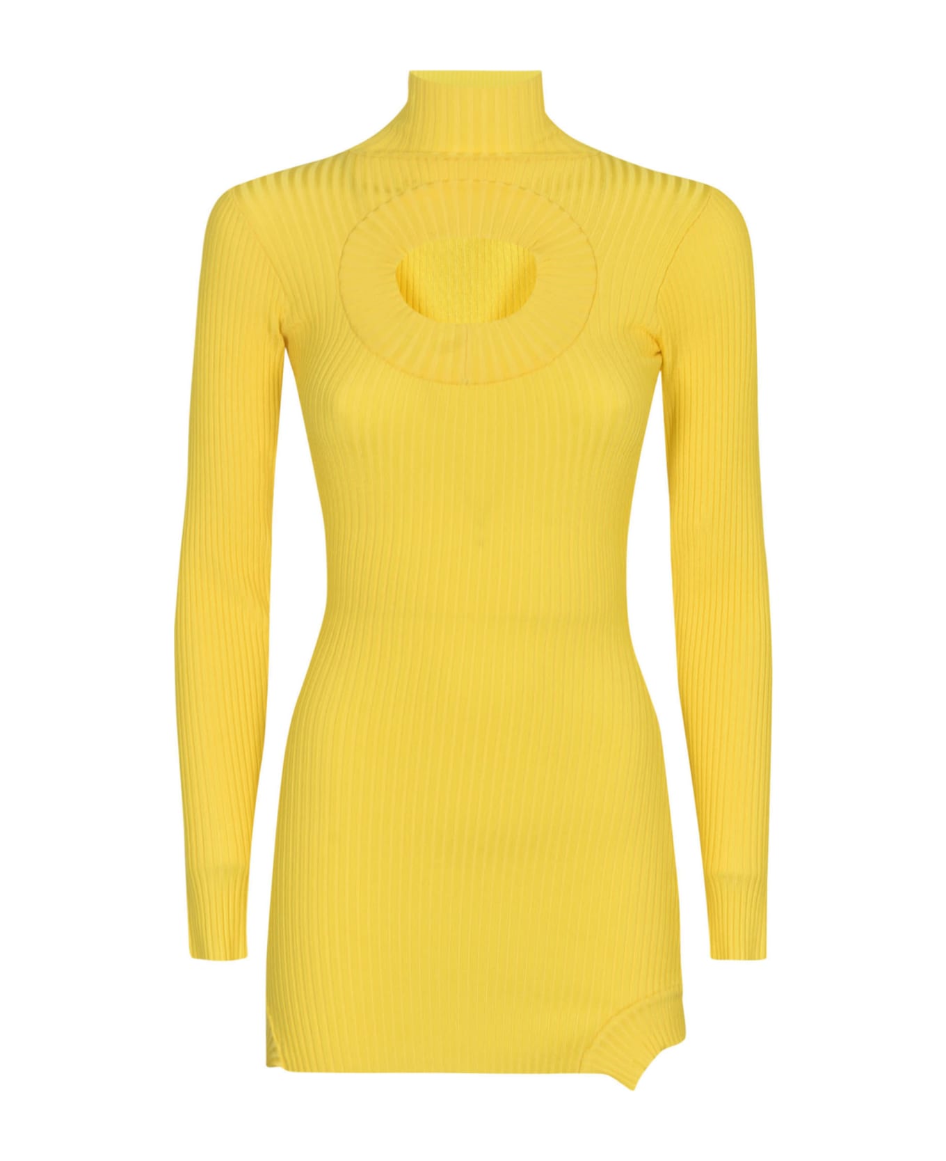 David Koma Ribbed Short Dress - Yellow