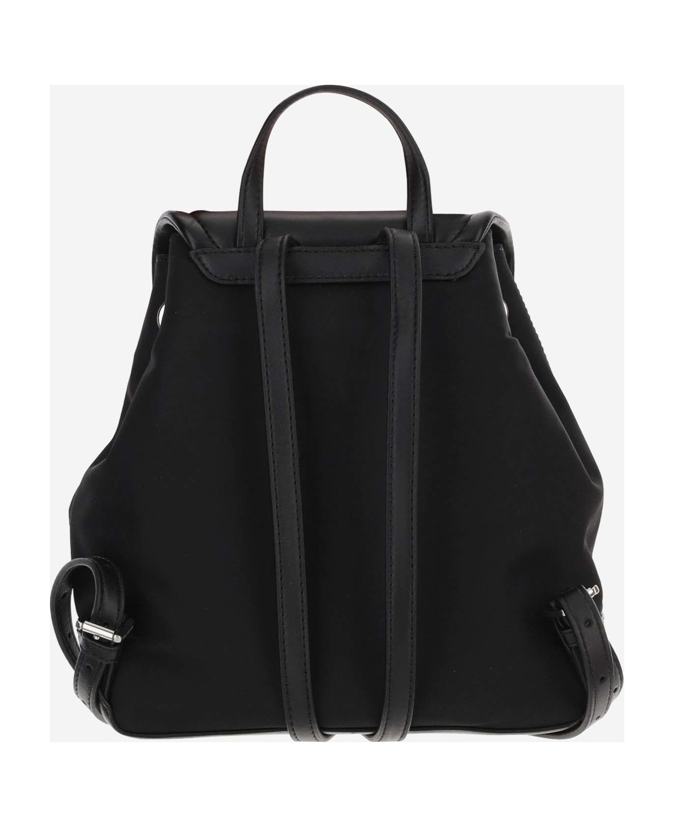 Michael Kors Nylon And Leather Backpack With Logo - Black