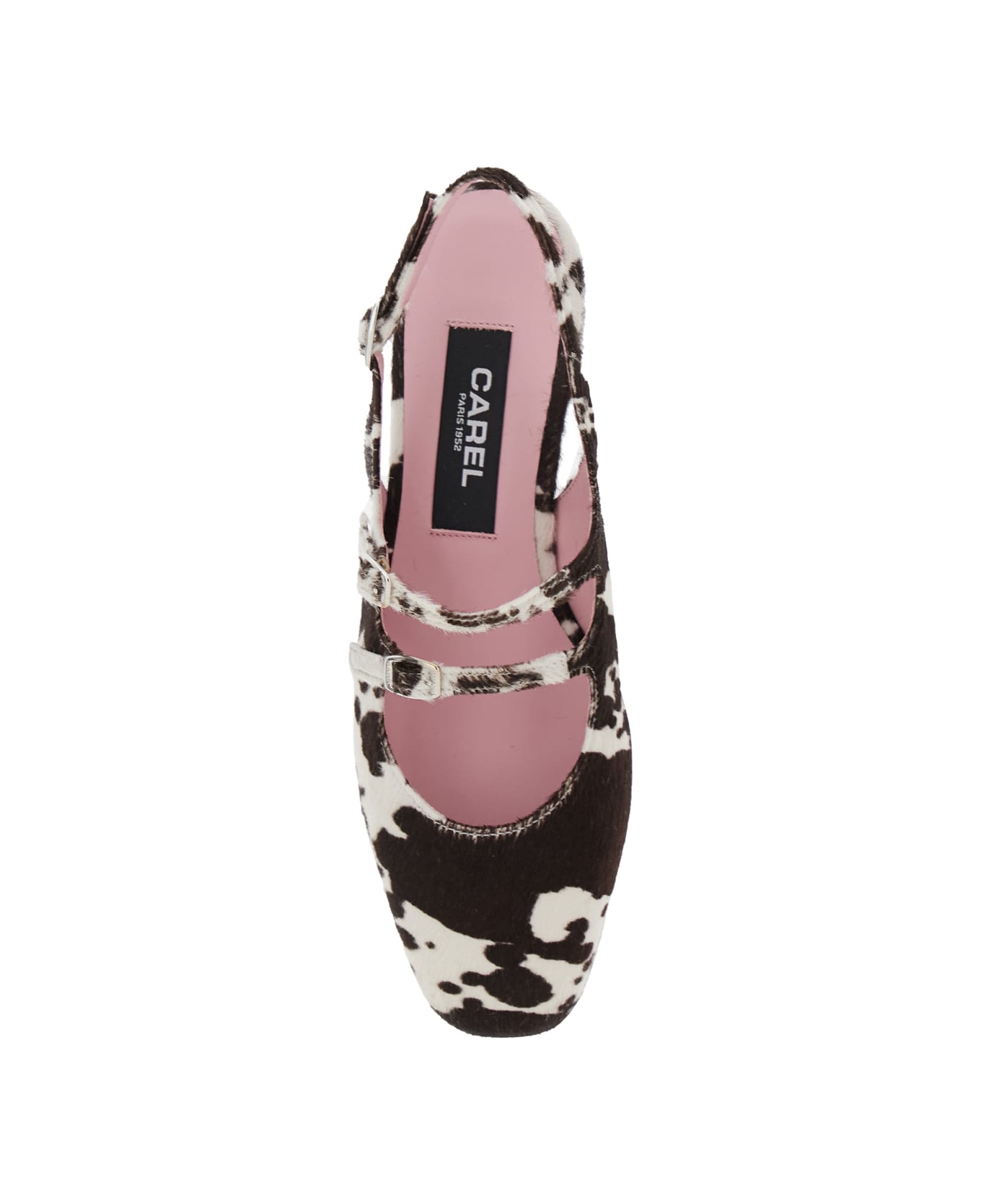 Carel Multicolor 'peche' Slingback Ballet Shoes With Buckle Strap Closure And Cow Print In Leather Woman - Multicolor