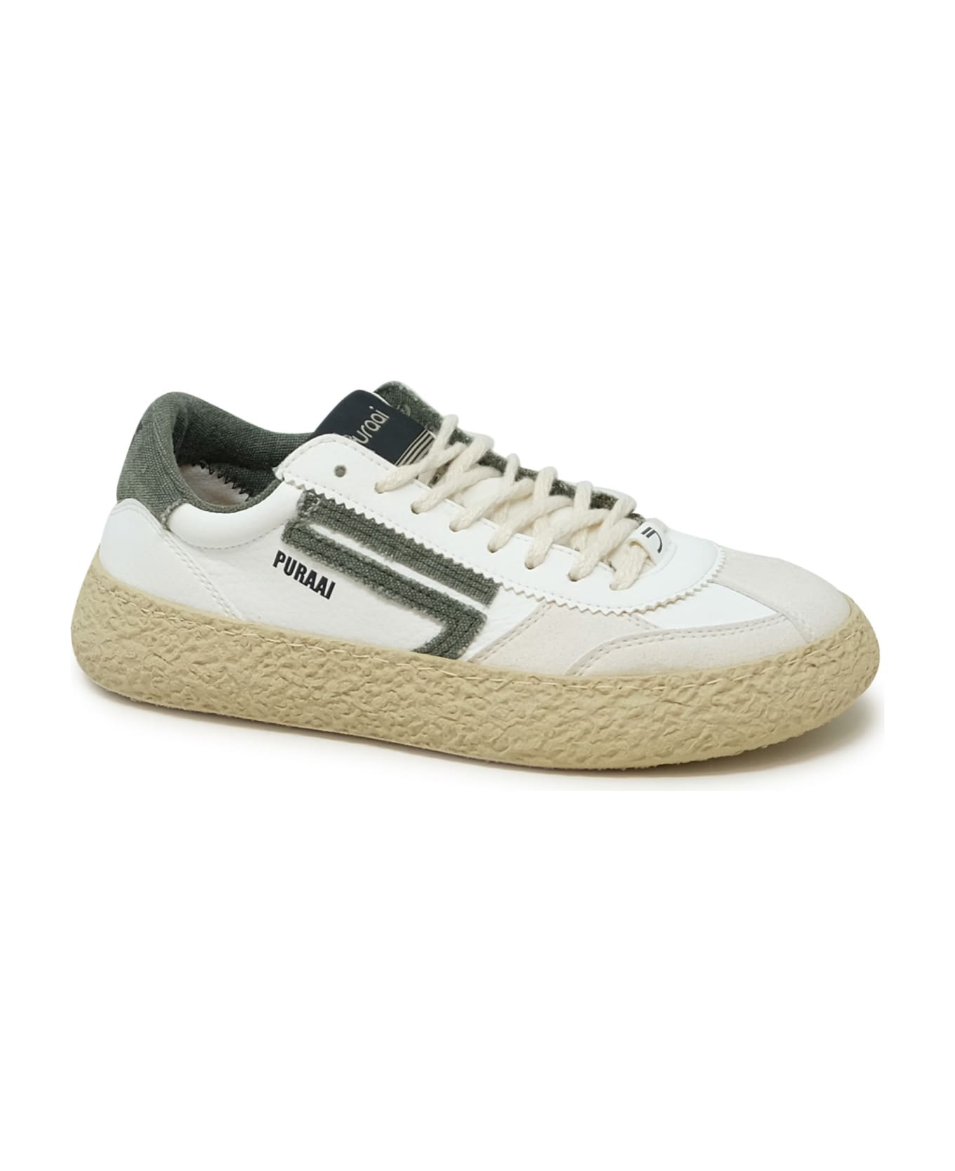 Puraai 1.01 Classic White And Green Vegan Leather Sneakers - WHITE スニーカー