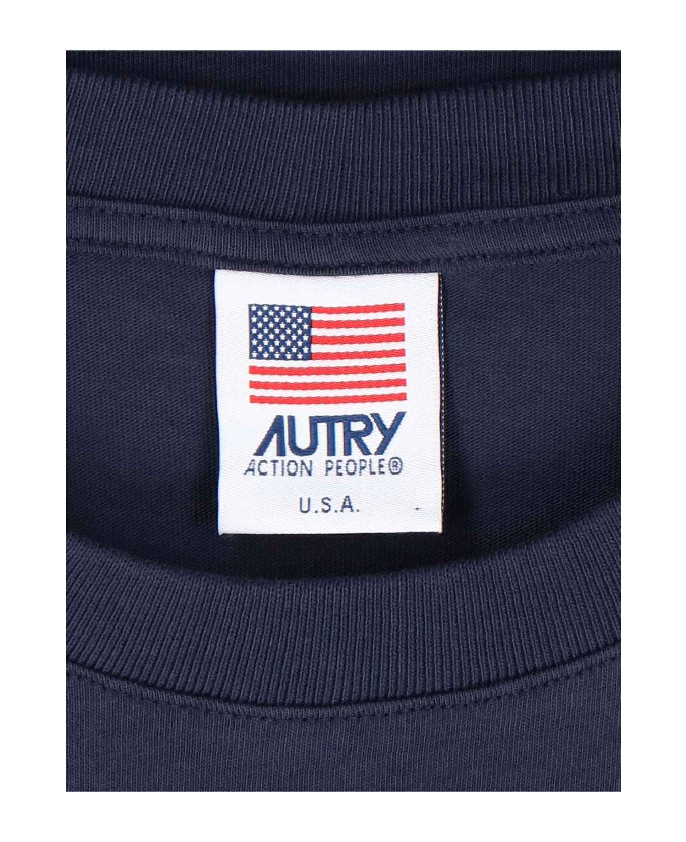 Autry Cotton Crew-neck T-shirt - Blu navy