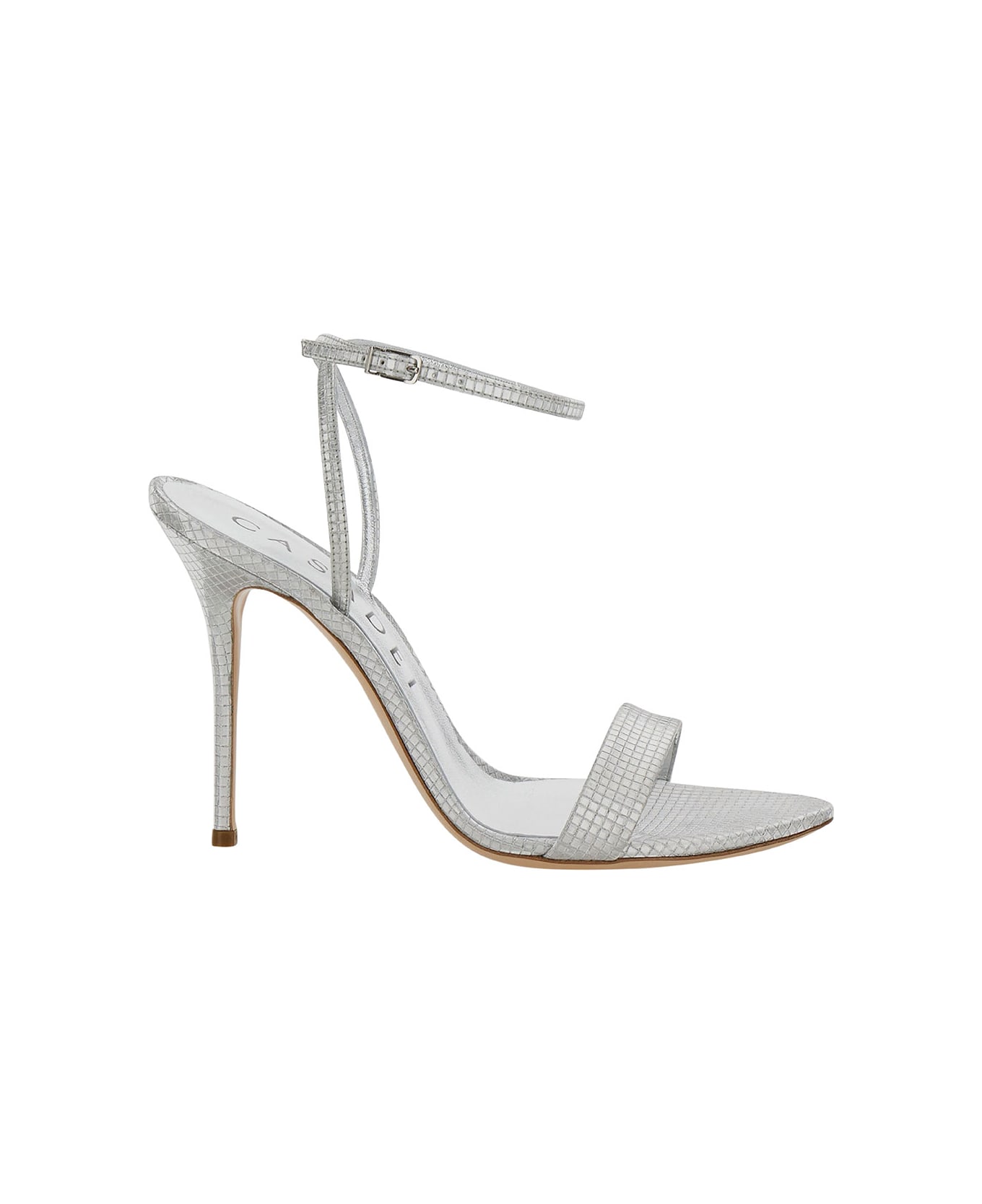 Casadei 'diadema' Silver Sandals With Blade Heel In Metallic Fabric Woman - Metallic サンダル