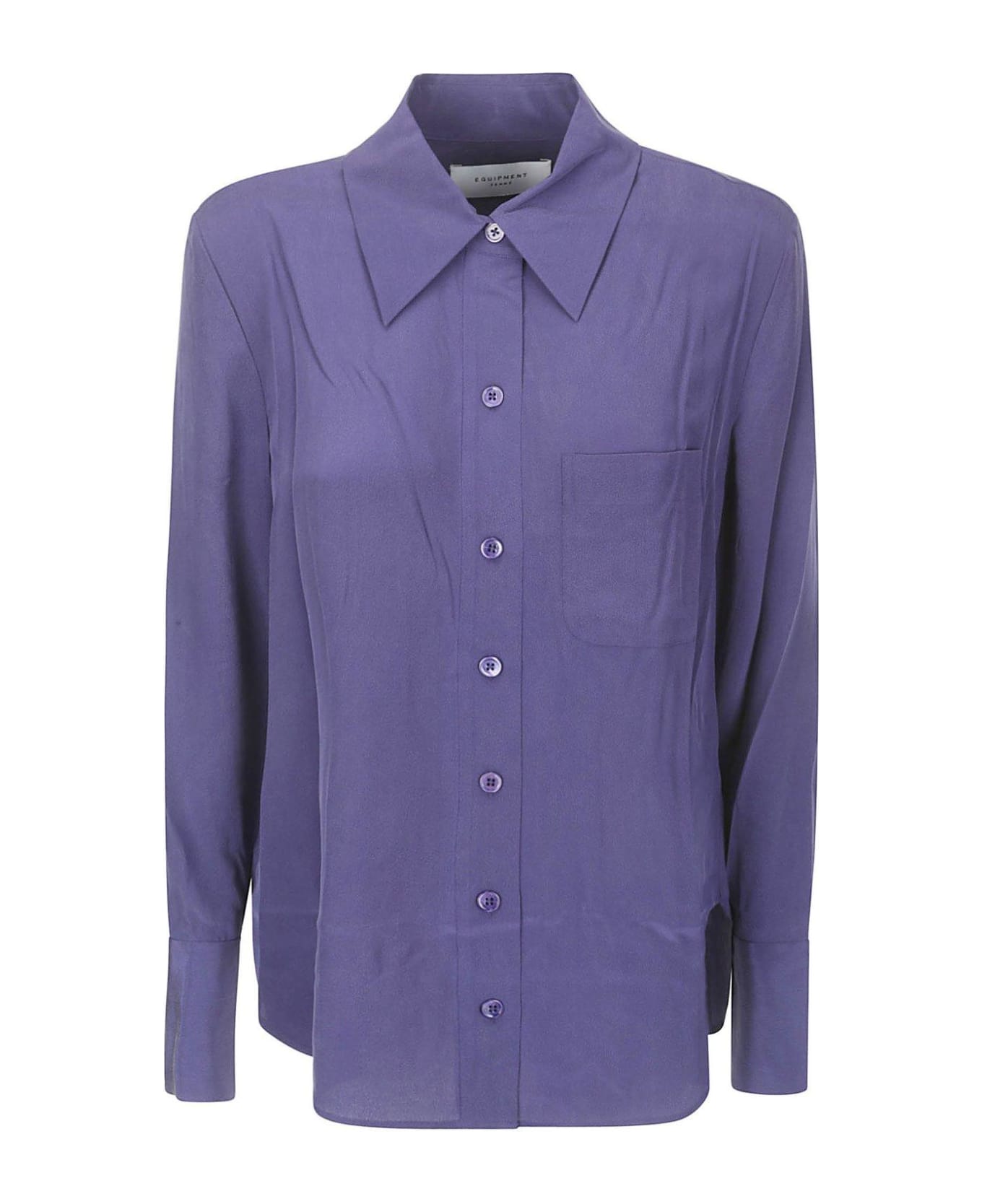 Equipment Long Sleeved Satin Shirt - Purple