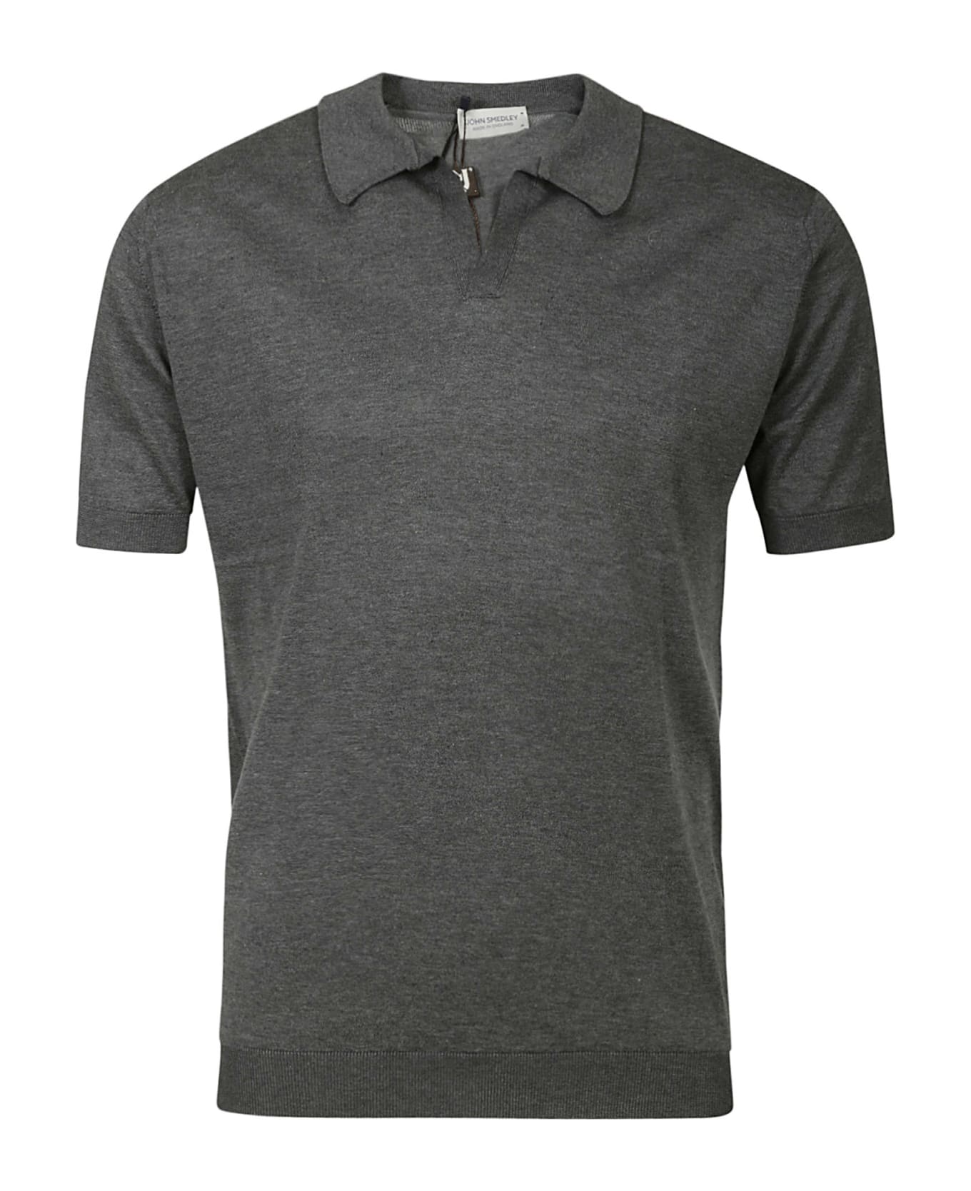 John Smedley Noah Skipper Collar Shirt Ss - Charcoal