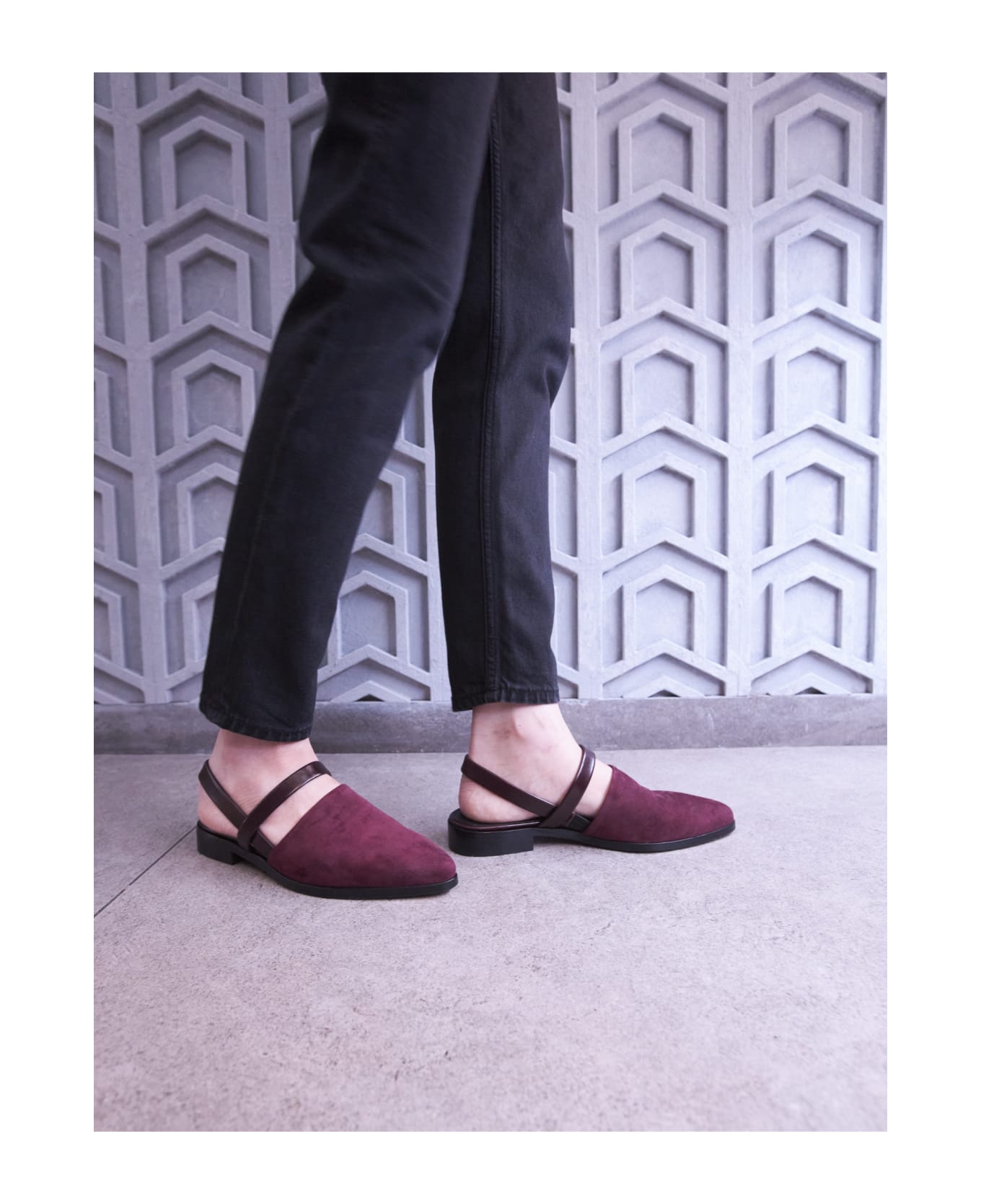 CB Made in Italy Leather And Suede Flats Vega - Burgundy
