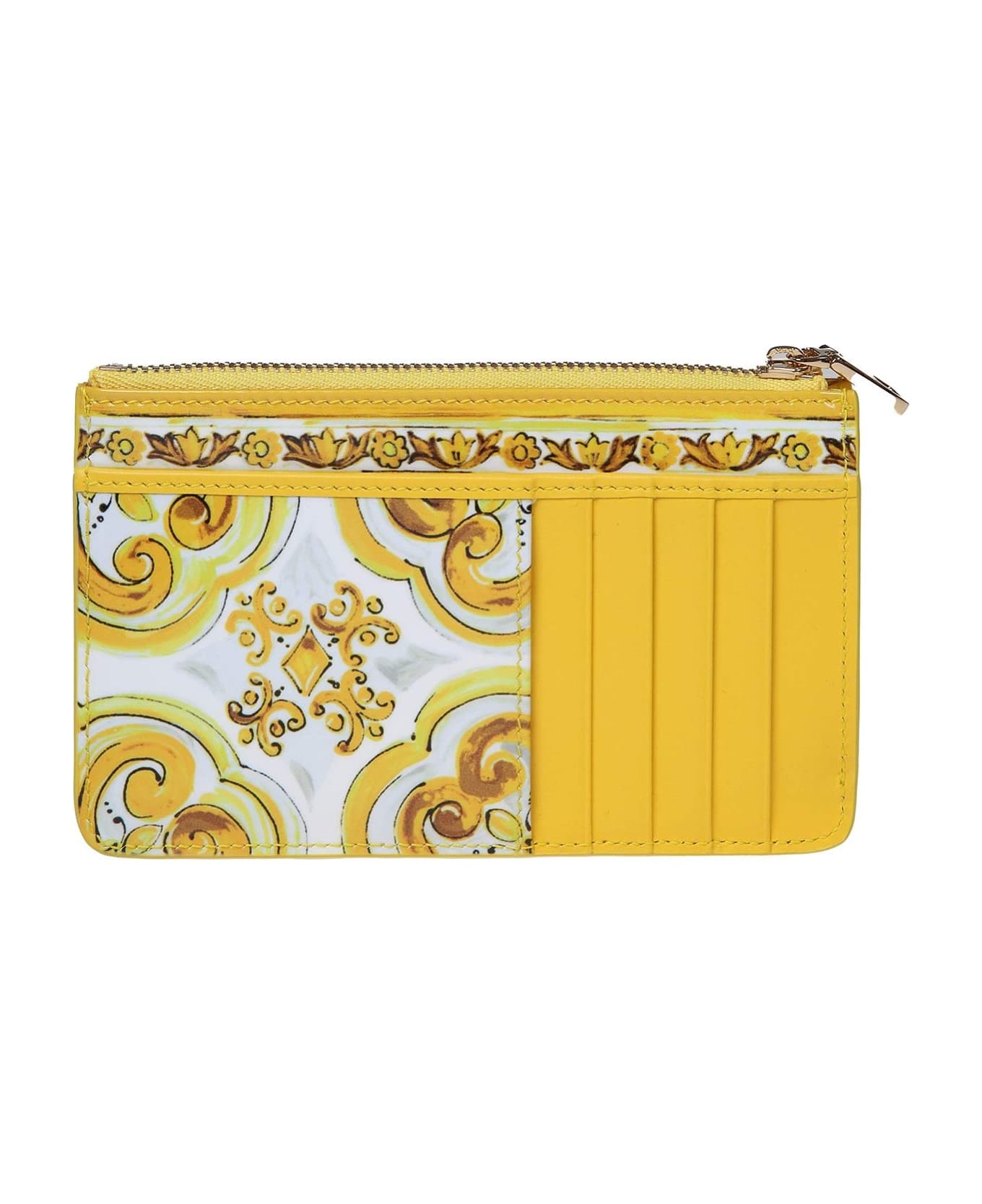 Dolce & Gabbana Yellow Polished Leather Card Holder - Yellow