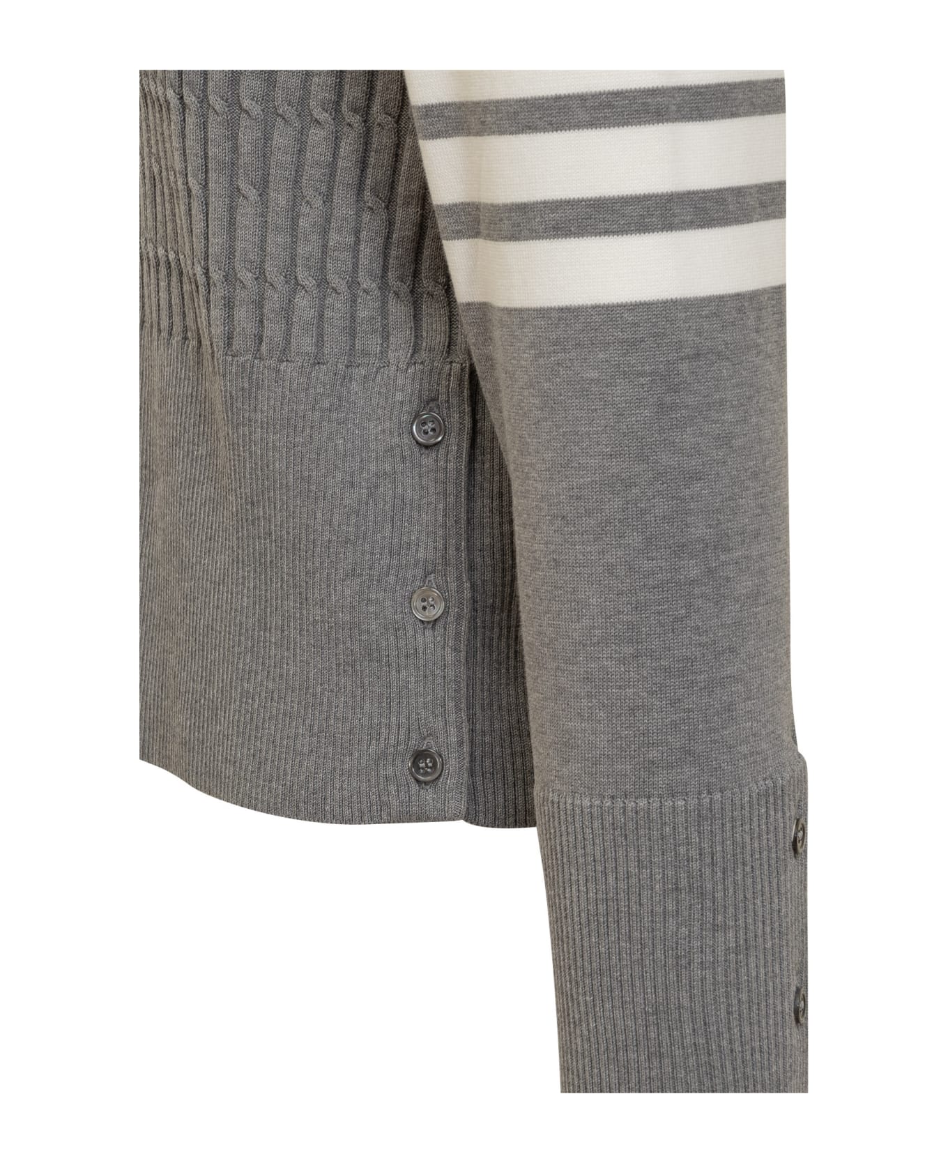 Thom Browne 'placed Baby Cable' Sweater - LT GREY