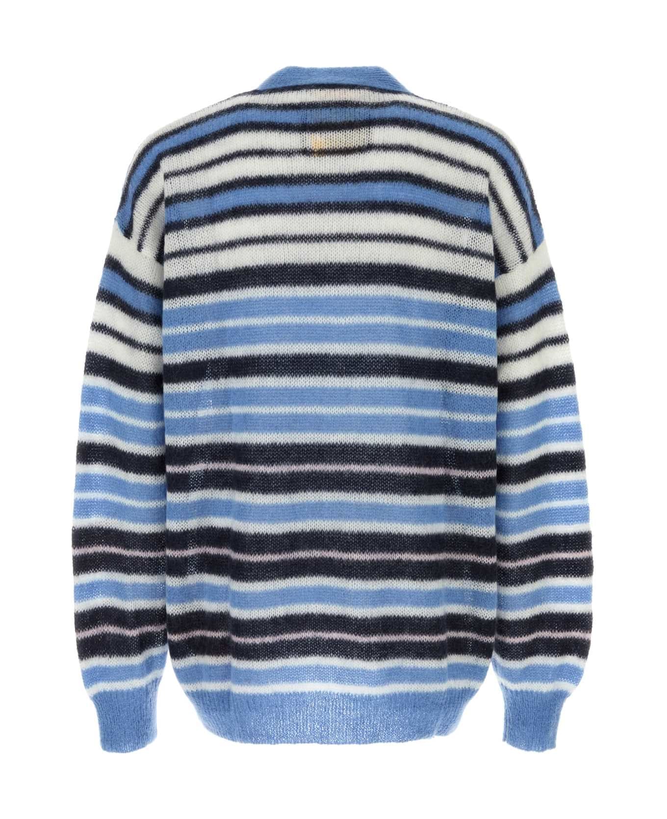 Marni Embroidered Mohair Blend Cardigan - BLUELILAC