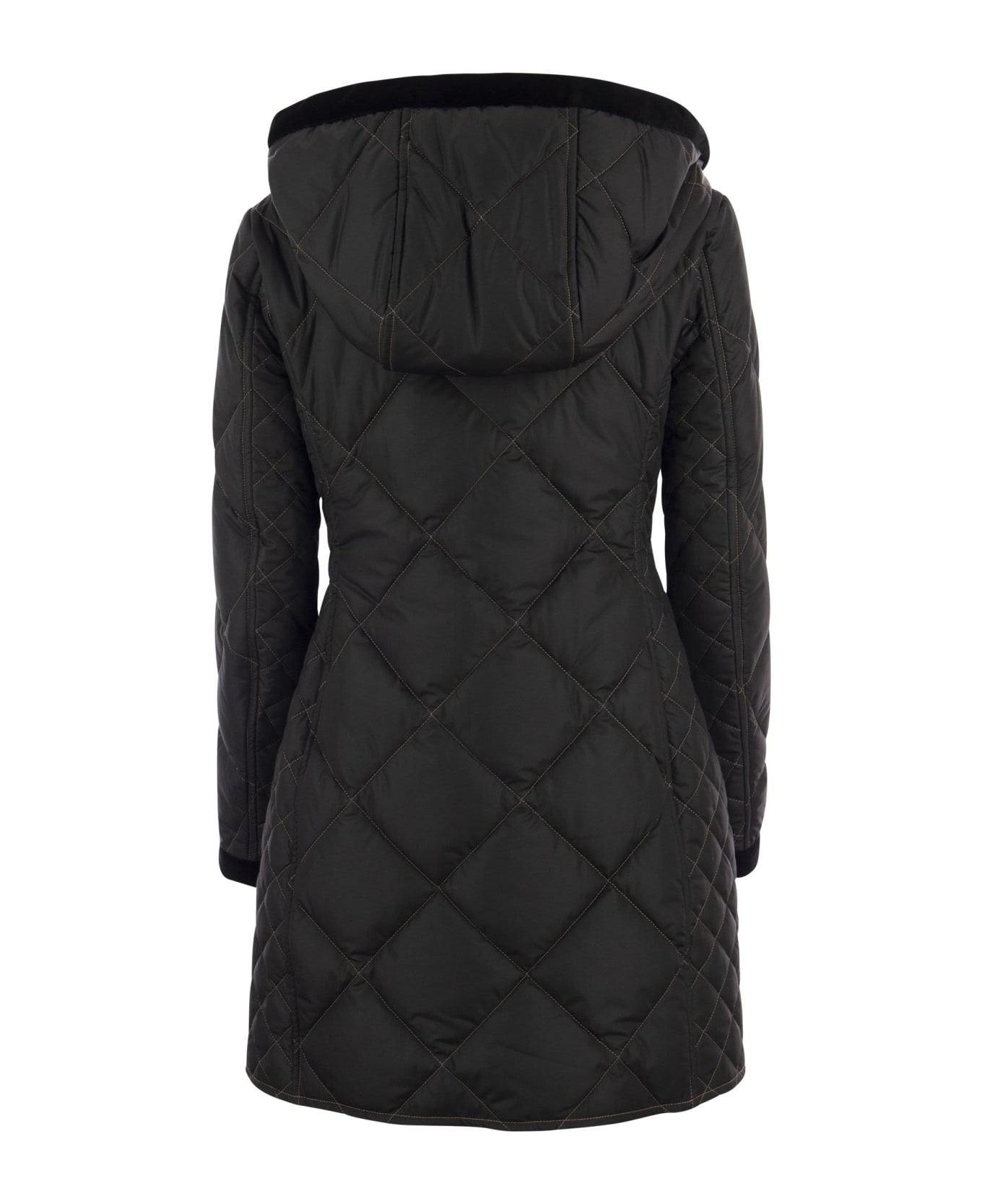 Fay Virginia Quilted Coat With Hood - Navy