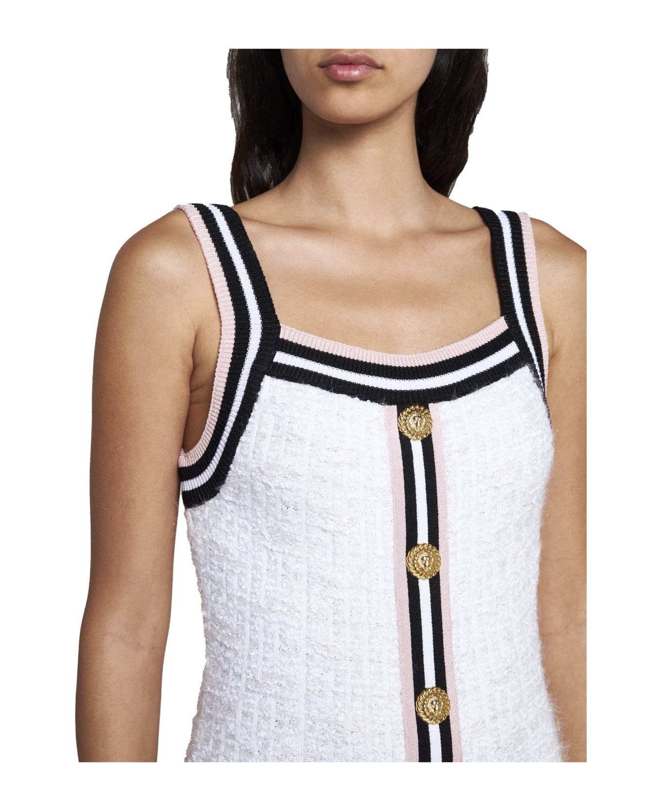 Balmain Monogram Knit Mini Dress - Blanc/noir/blanc/rose ワンピース＆ドレス