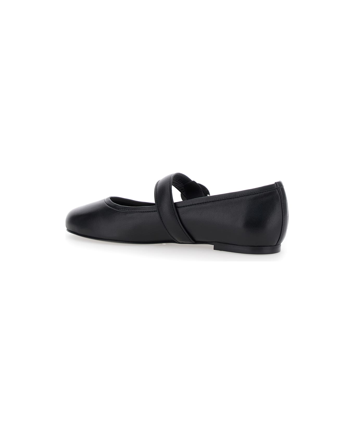 Coperni Black Ballerinas With Metallic Logo And Strap In Smooth Leather Woman - Black
