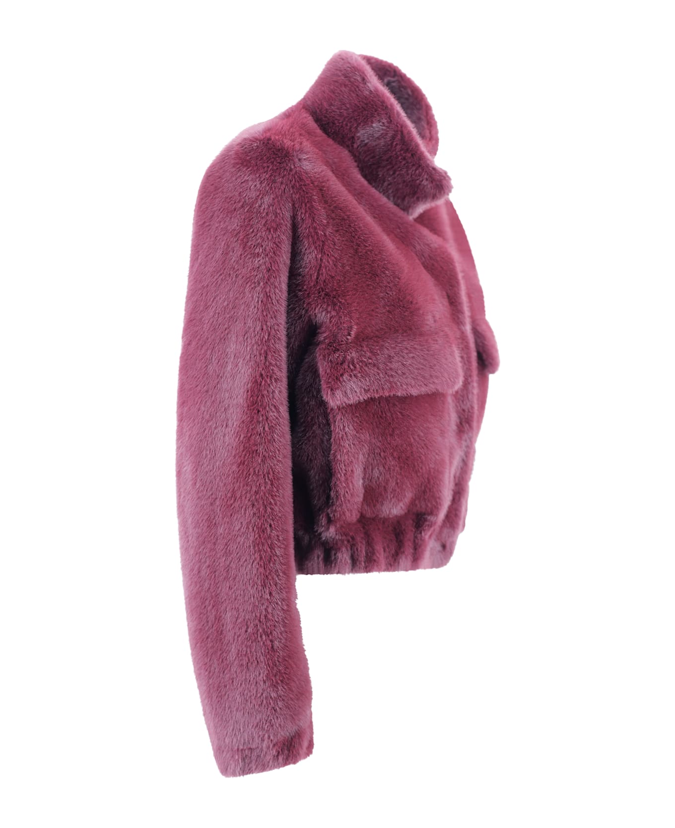 Valentini 1972 Faux Fur Jacket With High Collar. - Plum