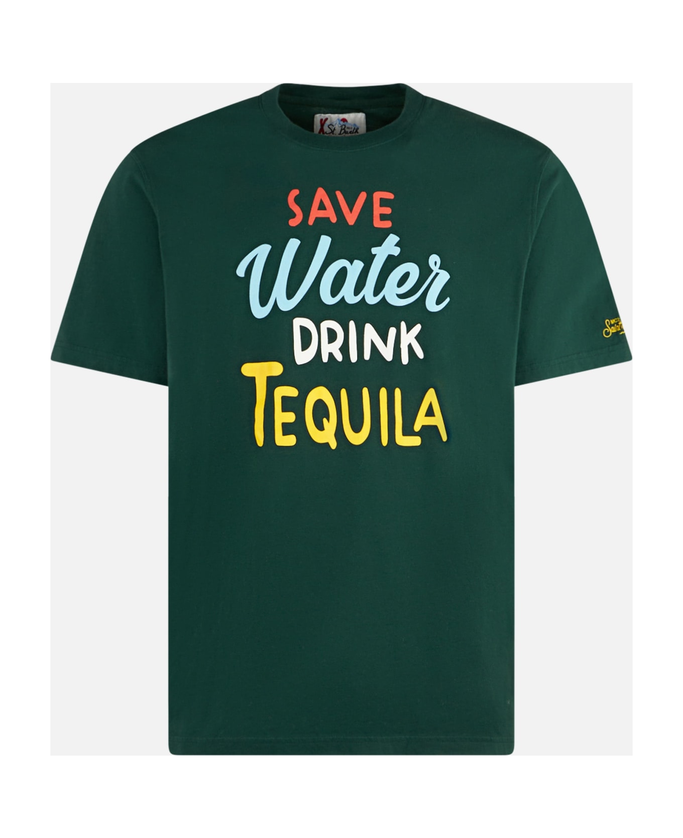 MC2 Saint Barth Man Heavy Cotton T-shirt With Tequila Print - GREEN