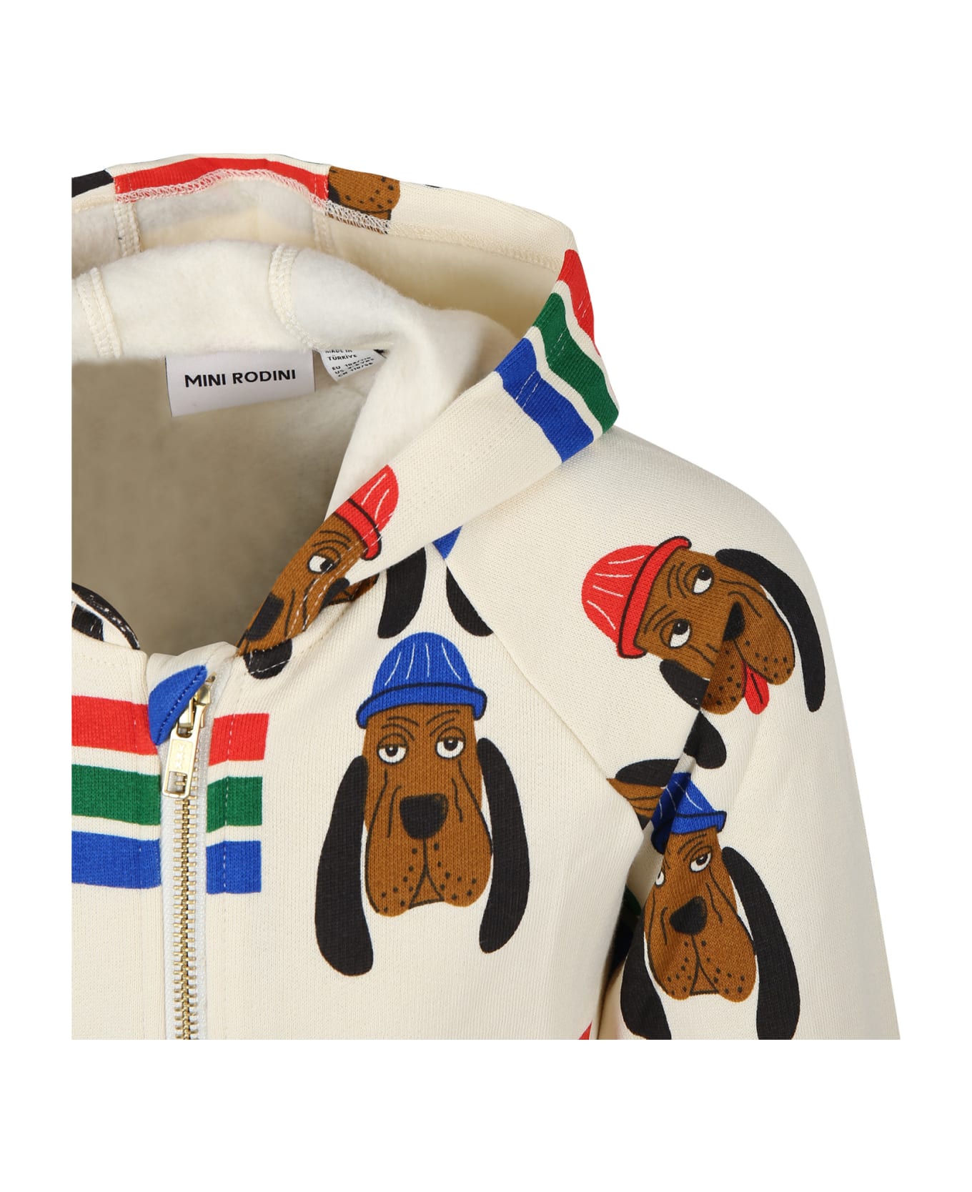 Mini Rodini Ivory Sweatshirt For Kids With Dogs - Ivory ニットウェア＆スウェットシャツ