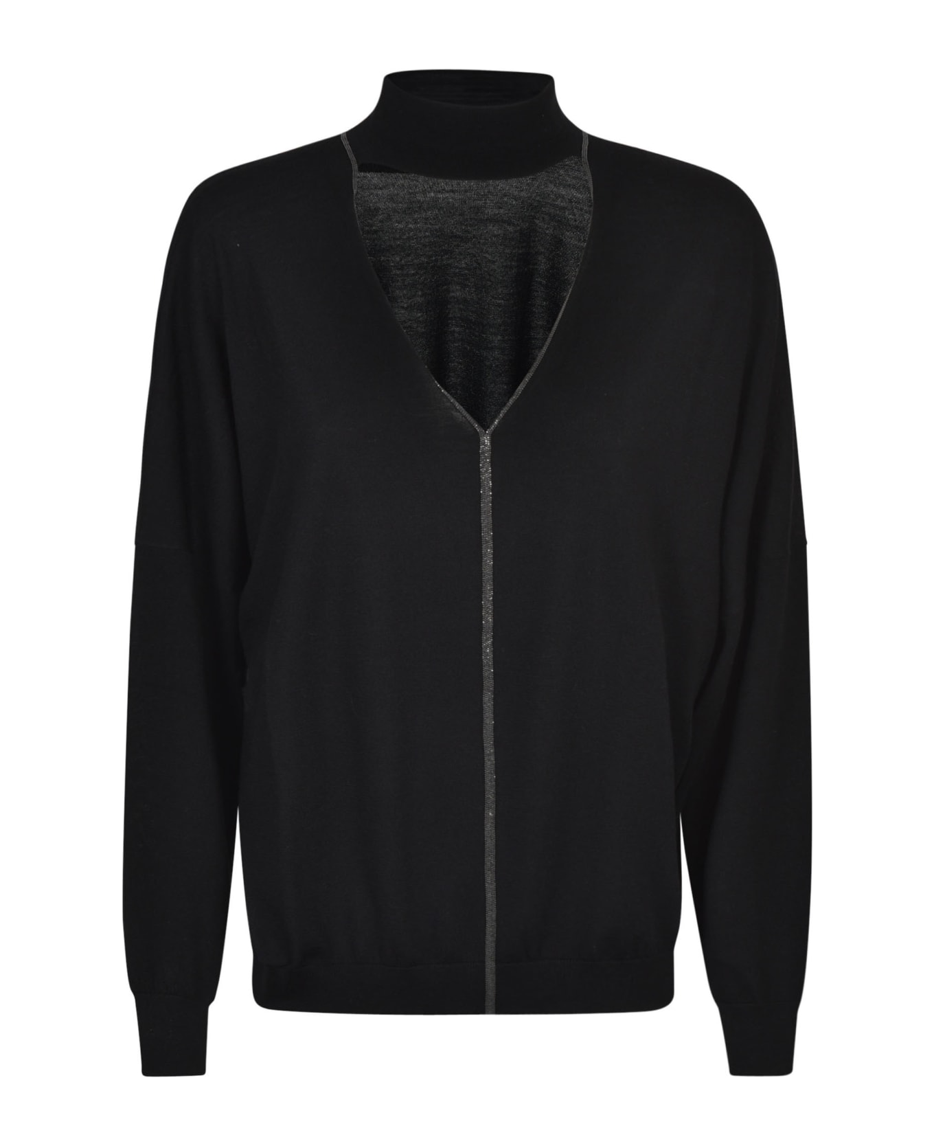 Brunello Cucinelli Cut-out Detail Embellished Sweater - Black