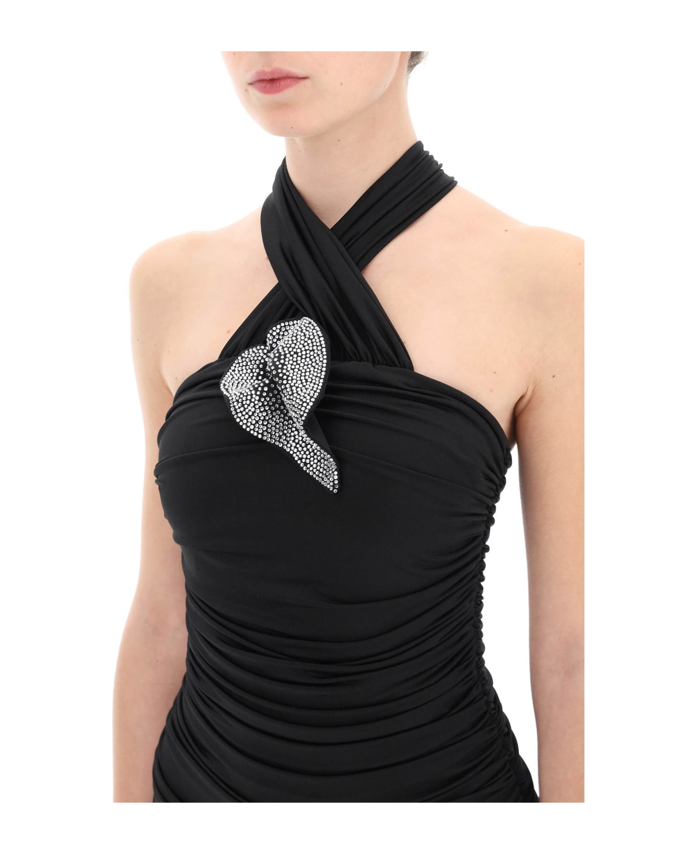 Giuseppe di Morabito Mini Dress With Diamanté Applique - BLACK (Black)