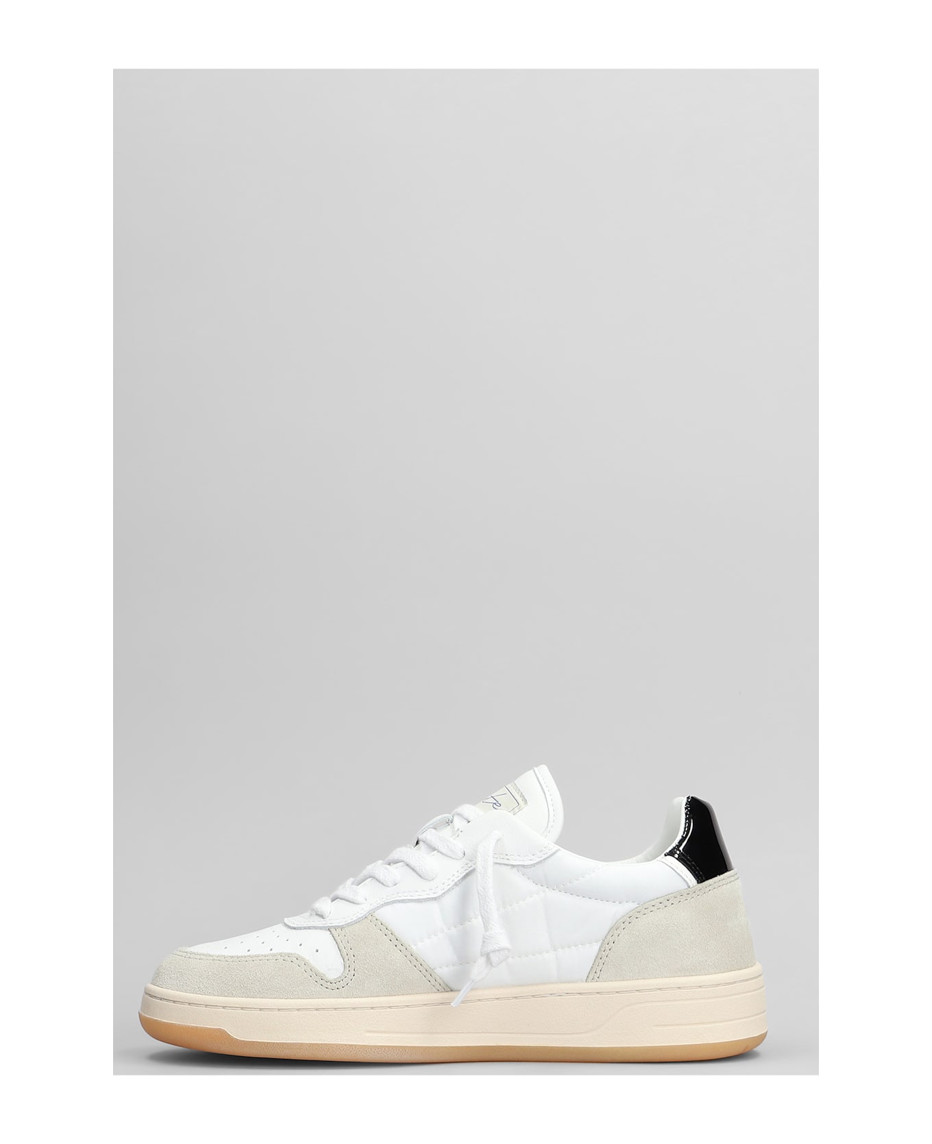D.A.T.E. Court Shiny Sneakers In White Suede And Leather - white