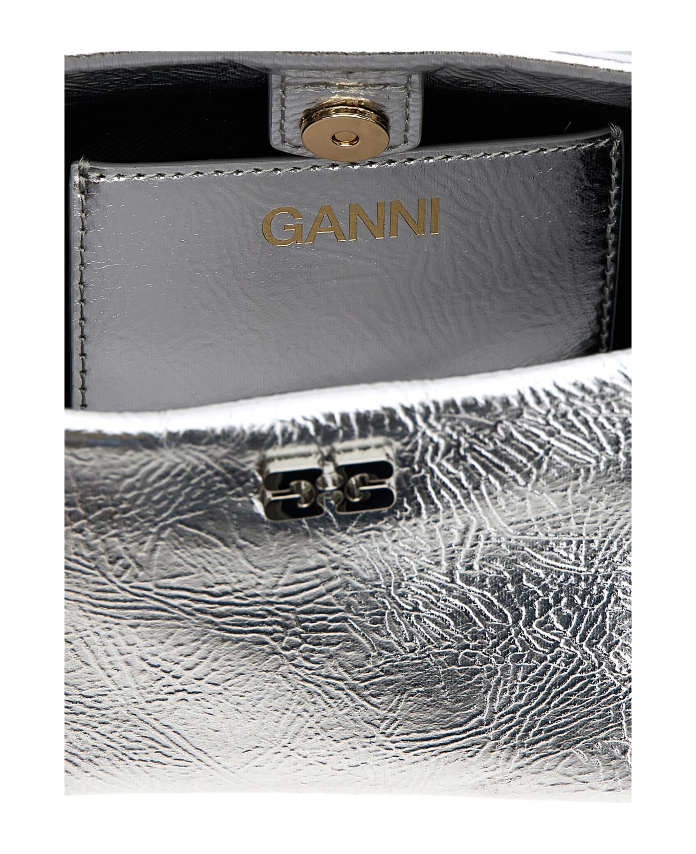 Ganni 'bou Bag Mini Metallic' Handbag - Silver