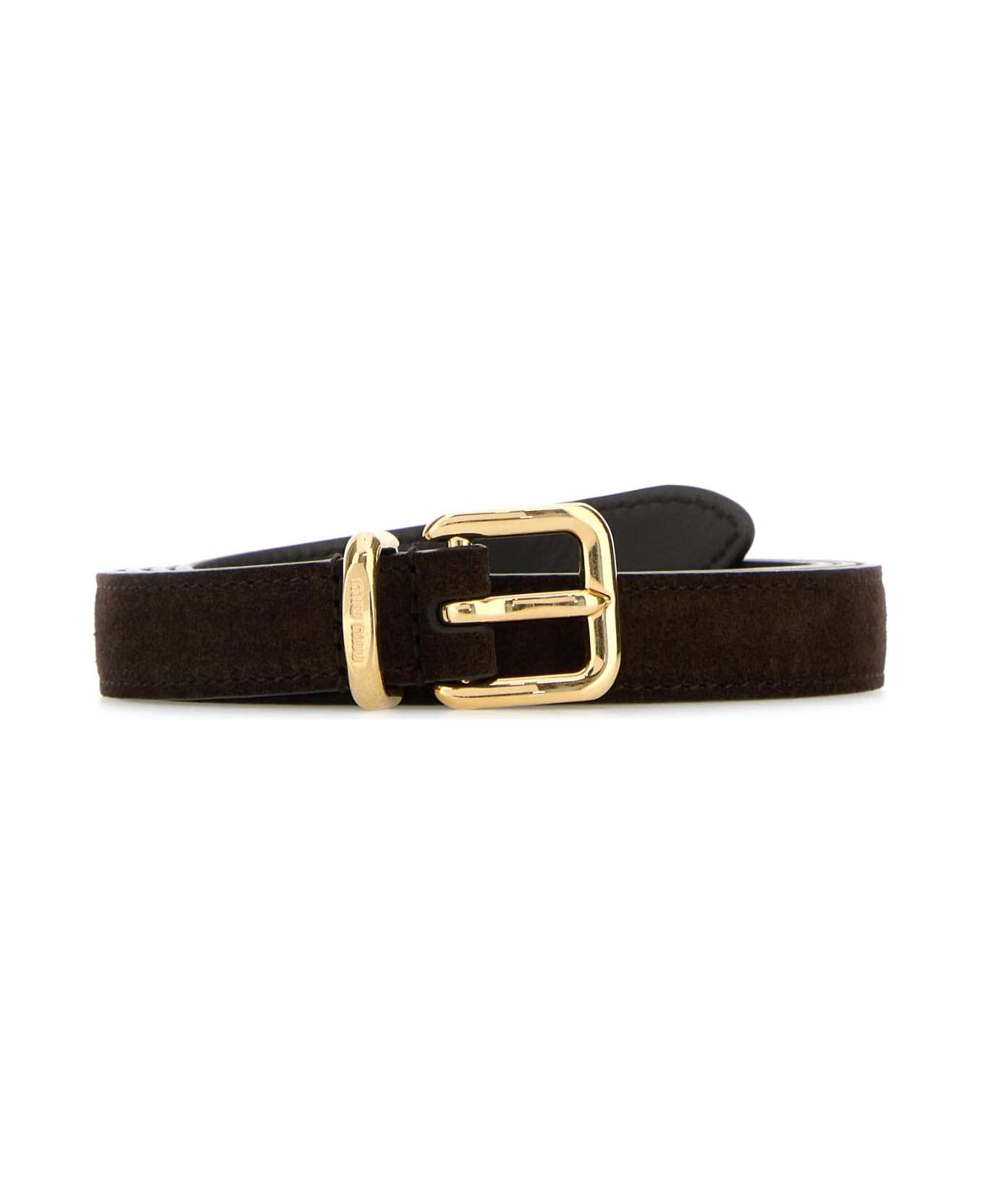 Miu Miu Dark Brown Suede Belt - MORO