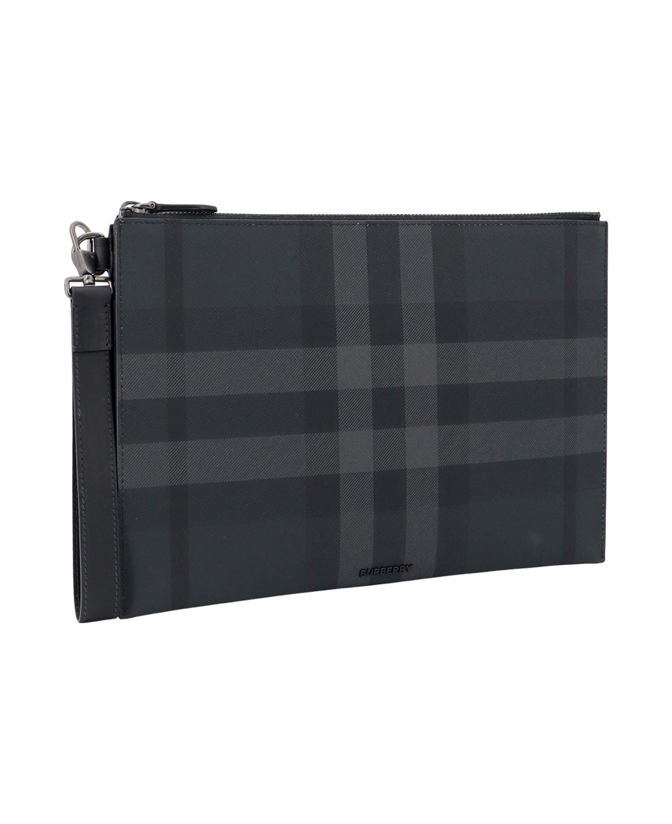 Burberry Check Large Pouch - Grey バッグ