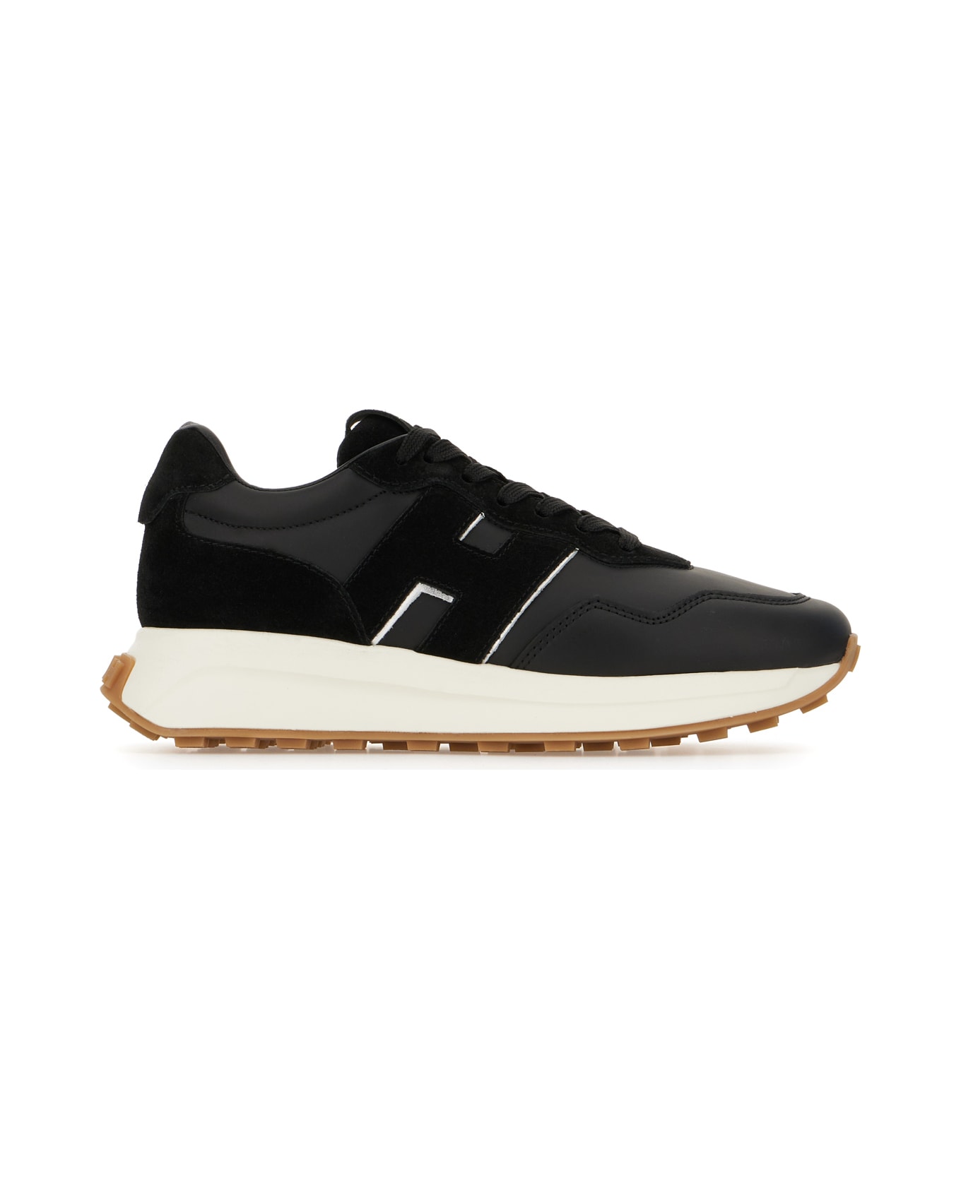 Hogan 'h641' Black Leather Sneakers - NERO GHIACCIO ARGENTO