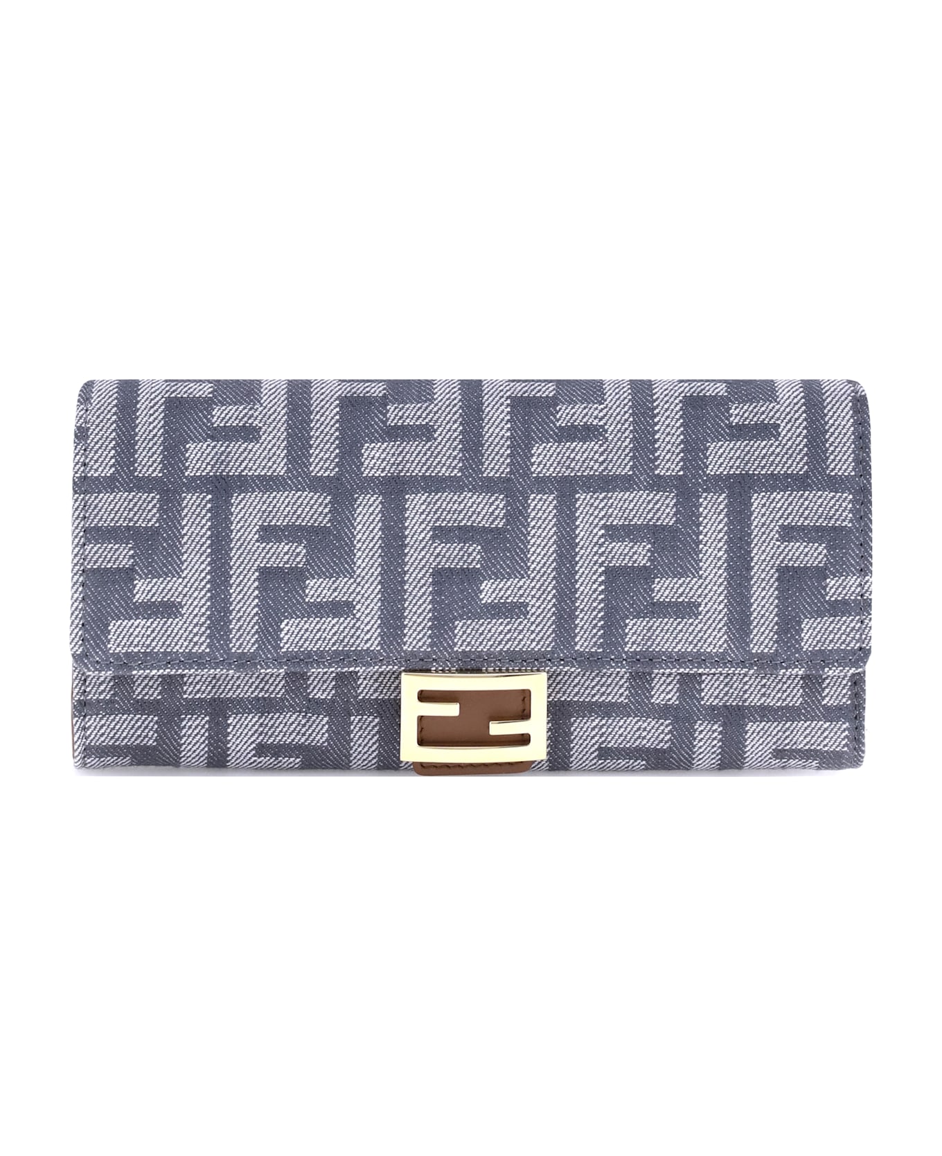 Fendi Ff Print Denim Wallet - DENIM