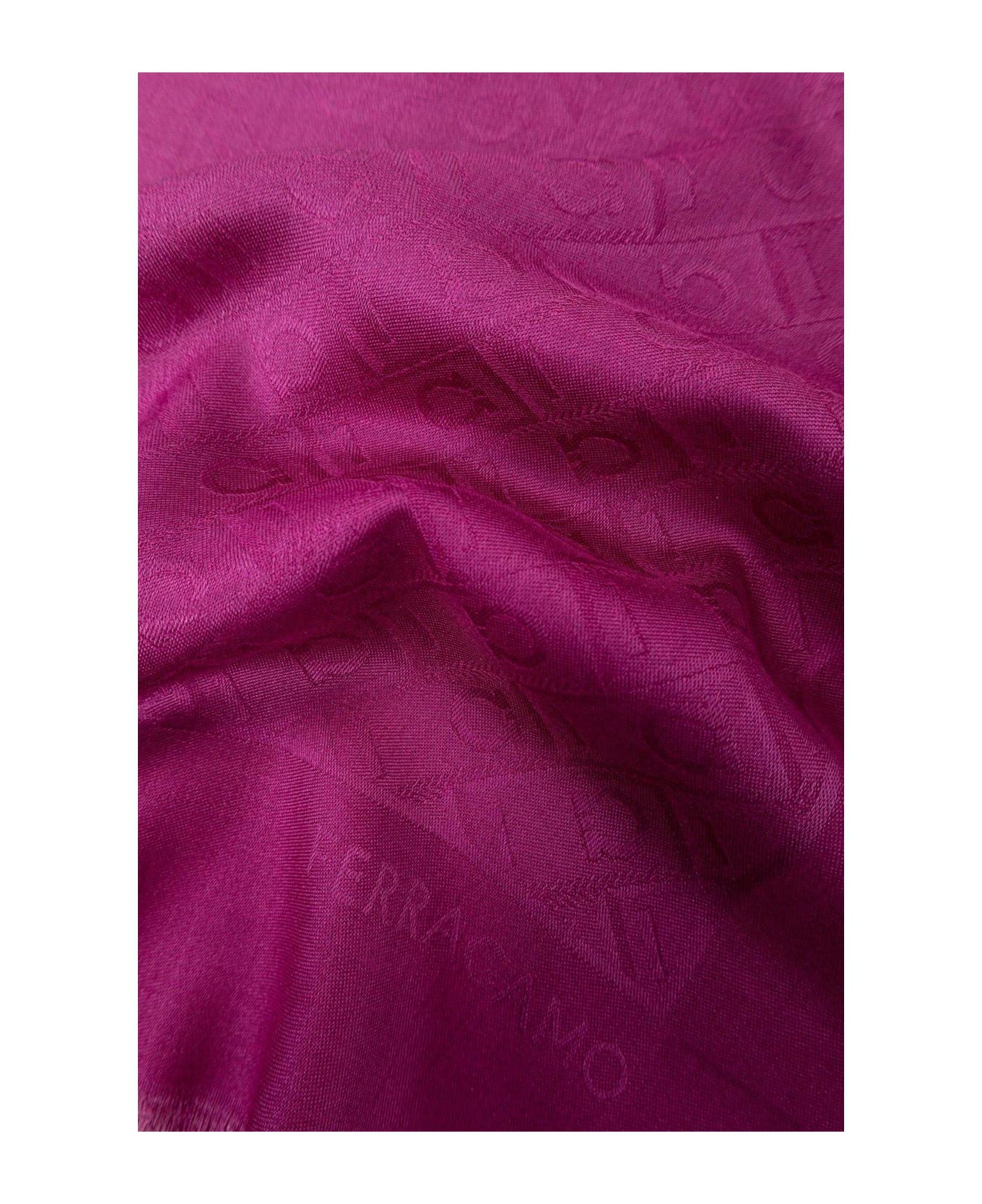 Ferragamo Monogram Jacquard Frayed-edge Scarf - candy pink
