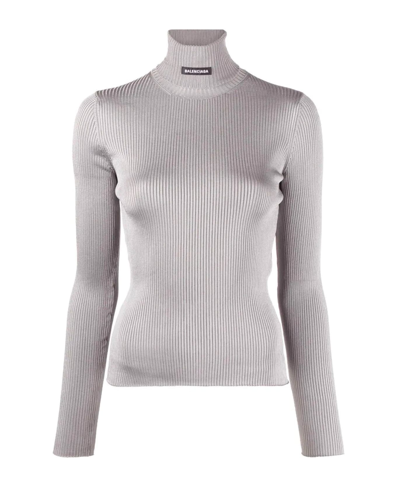 Balenciaga Ribbed Turtleneck Sweater - Gray ニットウェア