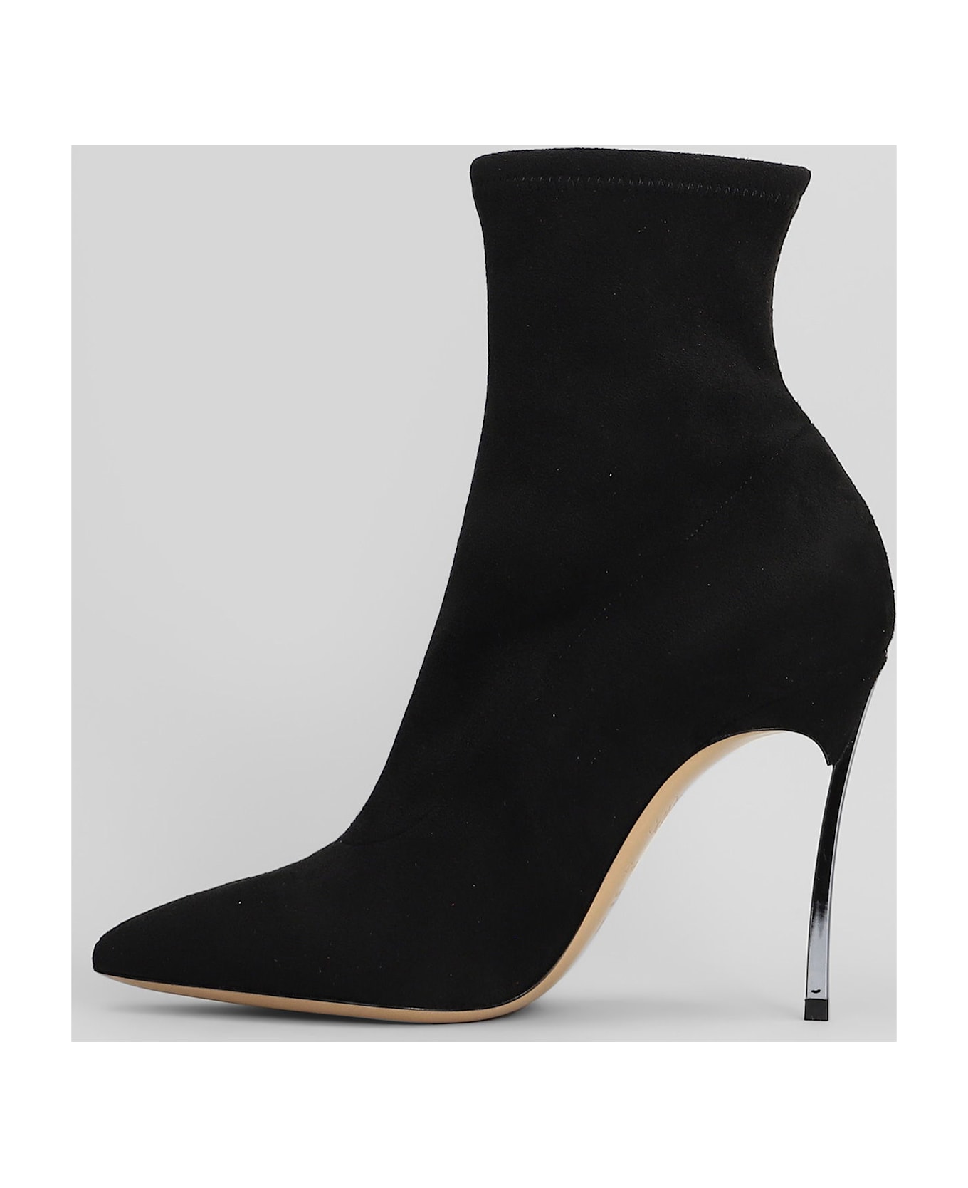 Casadei Blade Stretch High Heels Ankle Boots In Black Suede - black