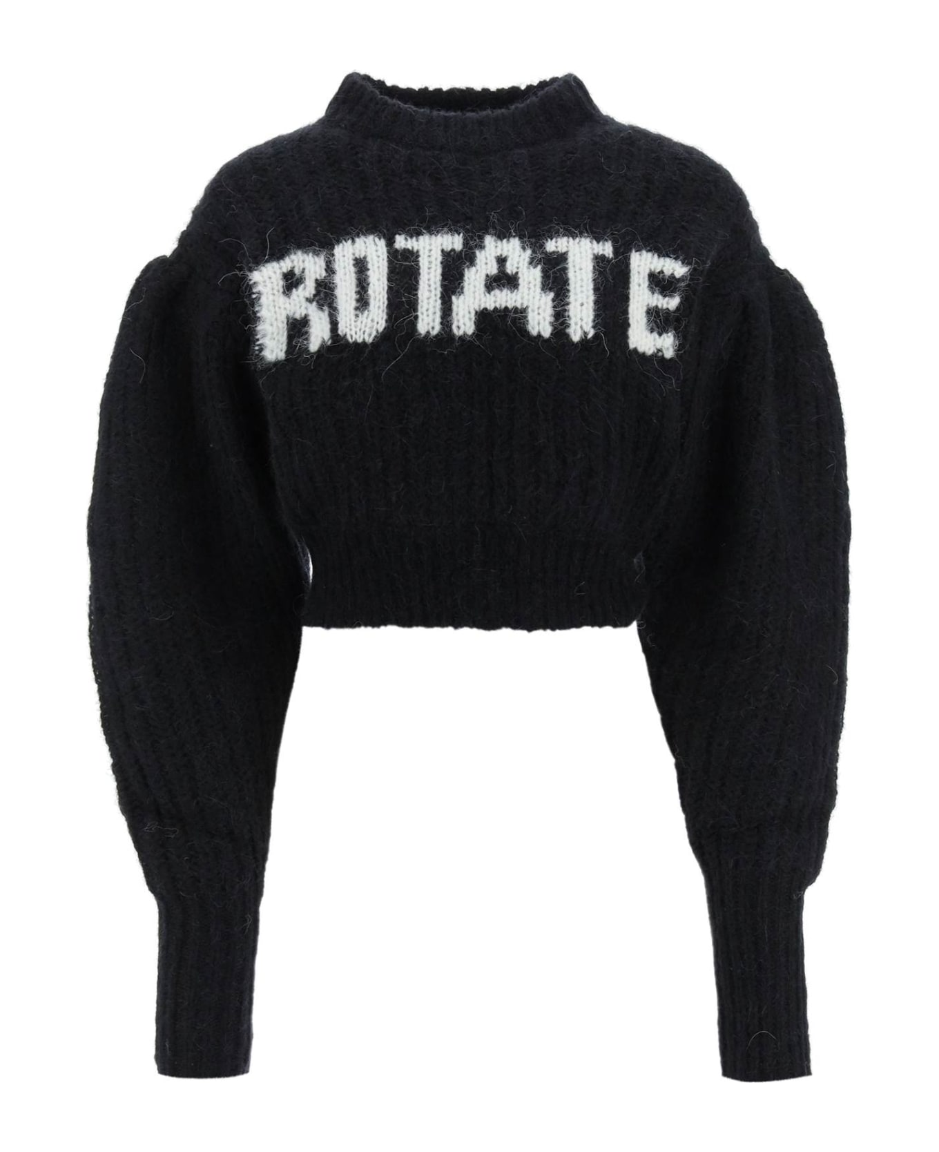 Rotate by Birger Christensen Wool And Alpaca Sweater With Logo - BLACK COMB (Black)