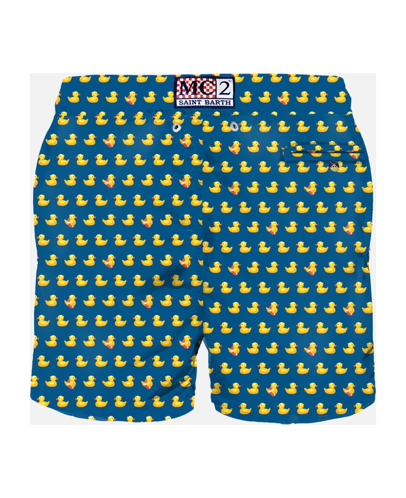 MC2 Saint Barth Man Light Fabric Swim Shorts With Ducky Print - BLUE